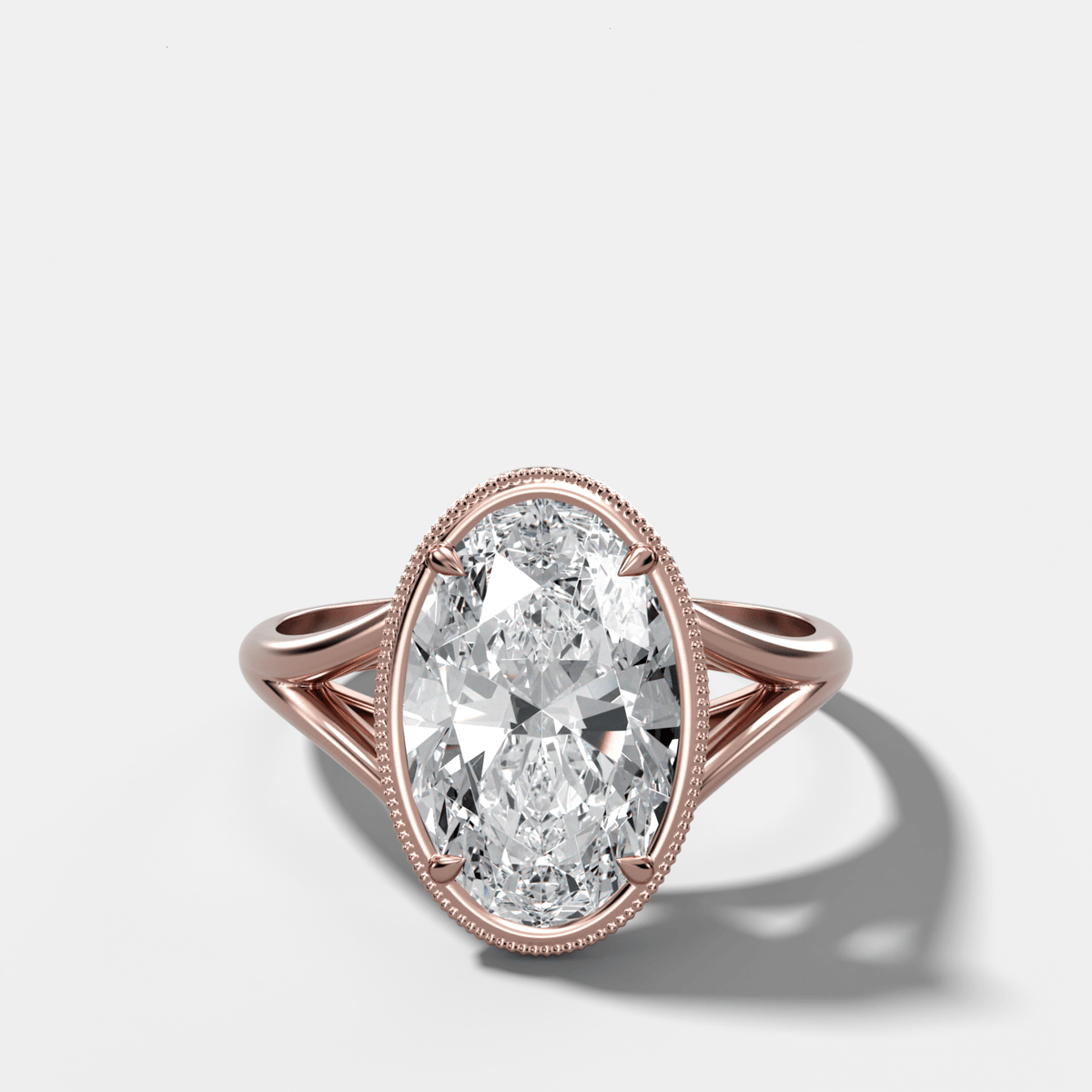 Split Shank Milgrain Bezel Engagement Ring with Oval Cut Diamond - GOODSTONE
