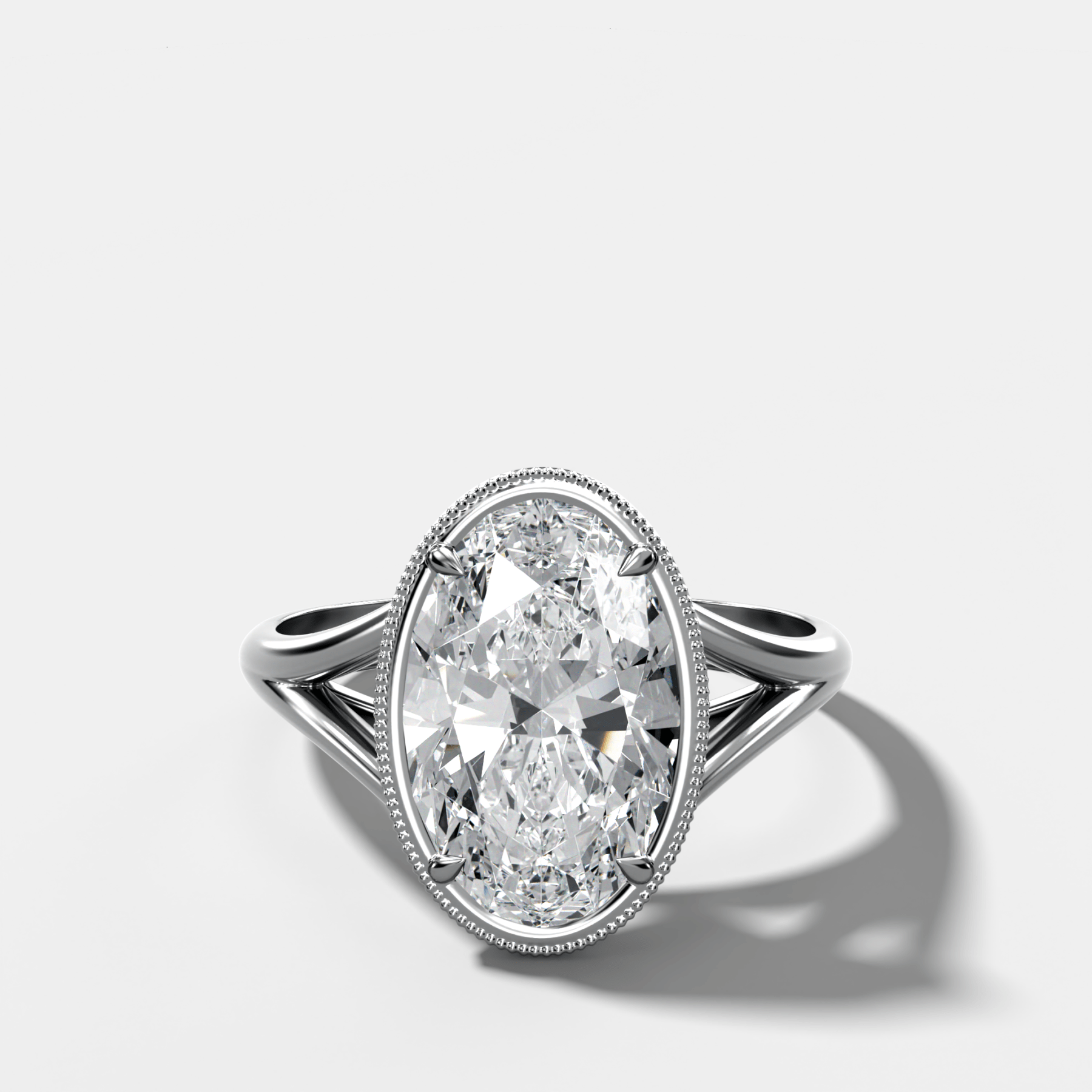 Split Shank Milgrain Bezel Engagement Ring with Oval Cut Diamond - GOODSTONE