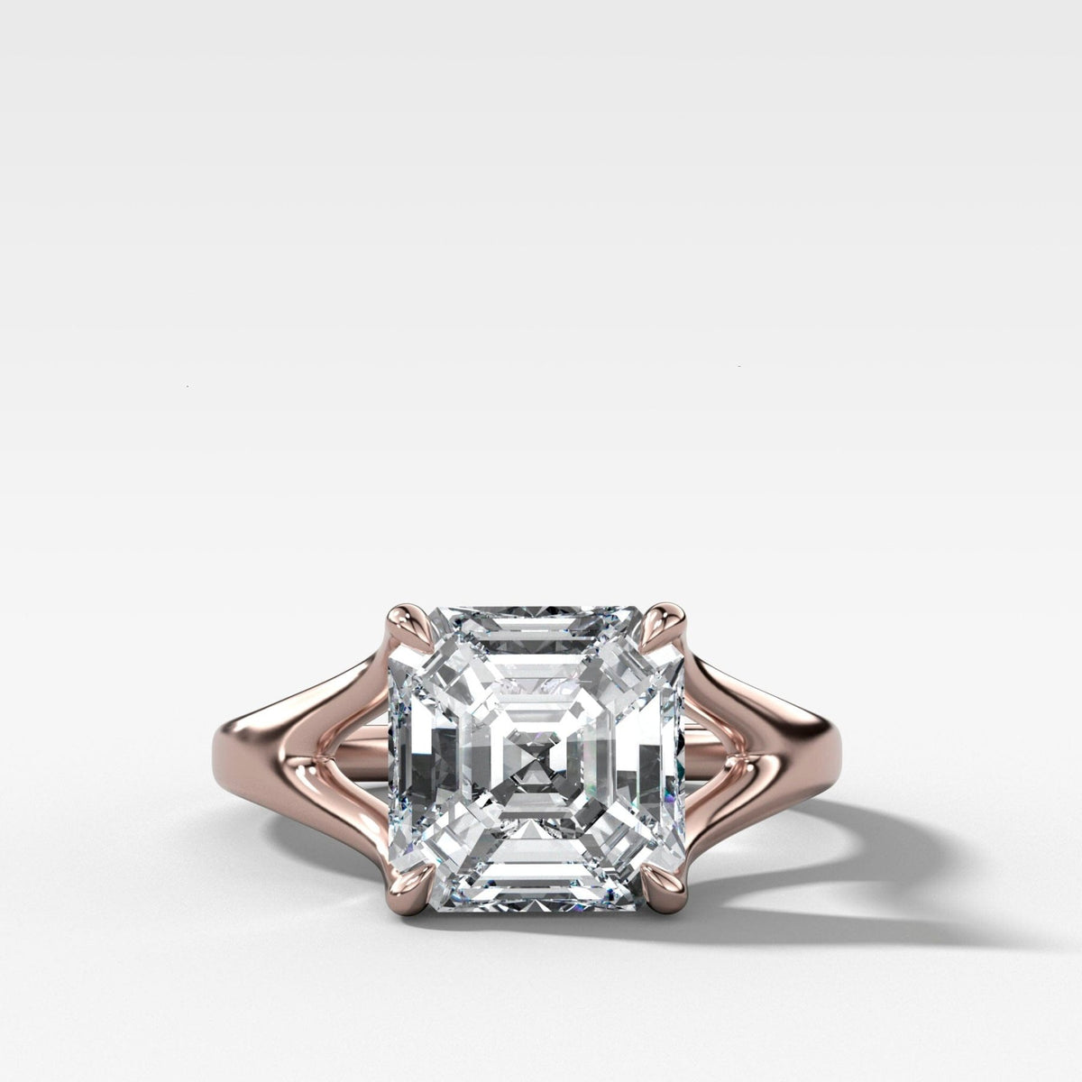 Split Shank Solitaire Engagement Ring with Asscher Cut Diamond - GOODSTONE