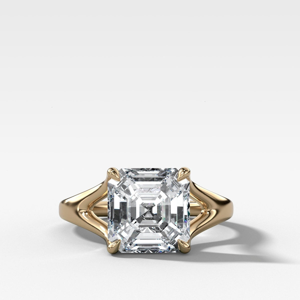 Split Shank Solitaire Engagement Ring with Asscher Cut Diamond - GOODSTONE