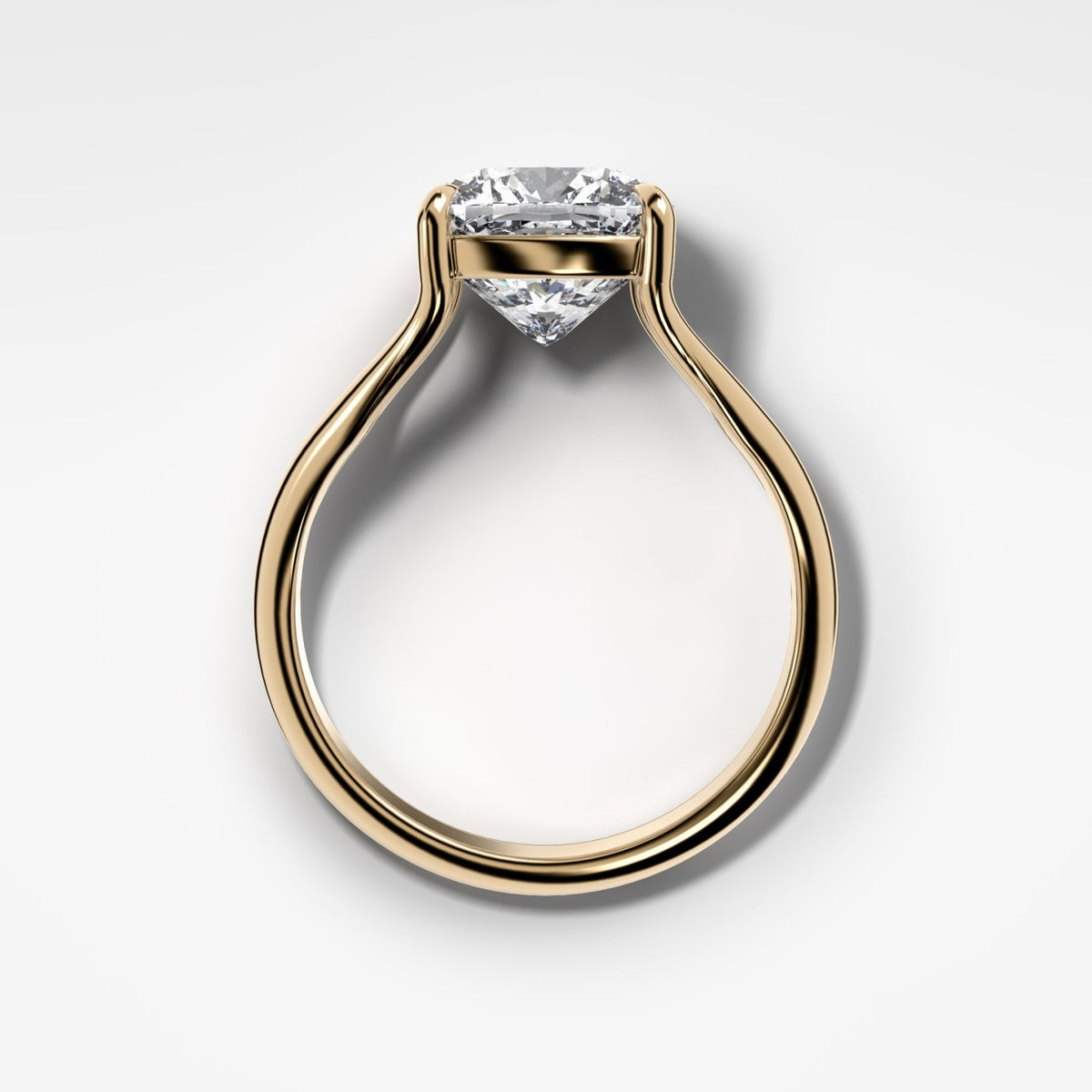 Split Shank Solitaire Engagement Ring with Cushion Cut Diamond - GOODSTONE