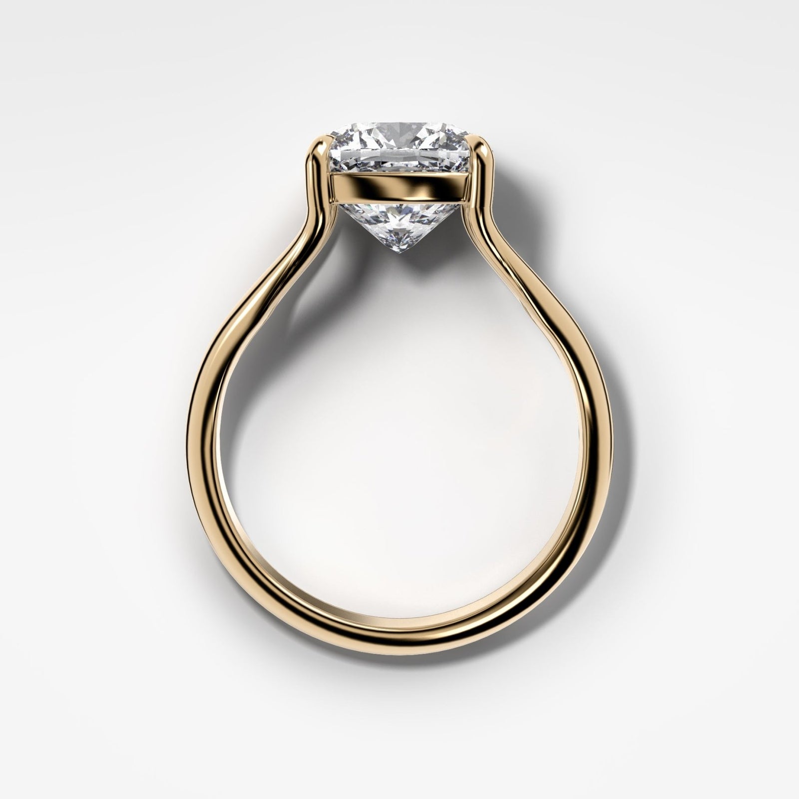 Split Shank Solitaire Engagement Ring with Cushion Cut Diamond - GOODSTONE