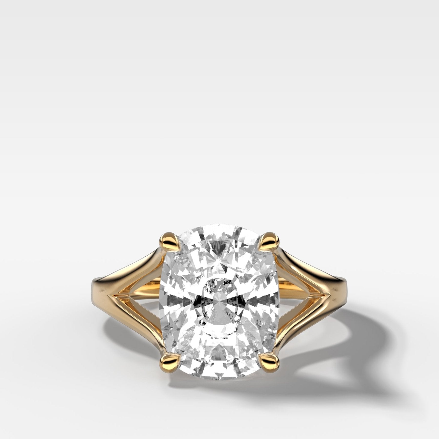 Split Shank Solitaire Engagement Ring with Elongated Cushion Cut Diamond - GOODSTONE