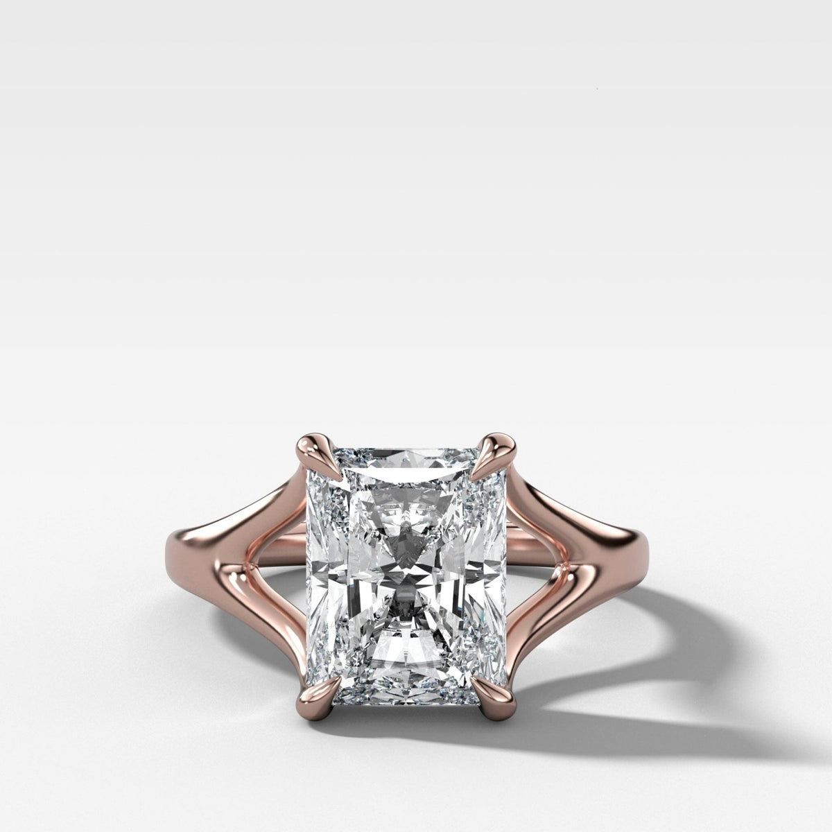 Split Shank Solitaire Engagement Ring with Elongated Radiant Cut Diamond - GOODSTONE