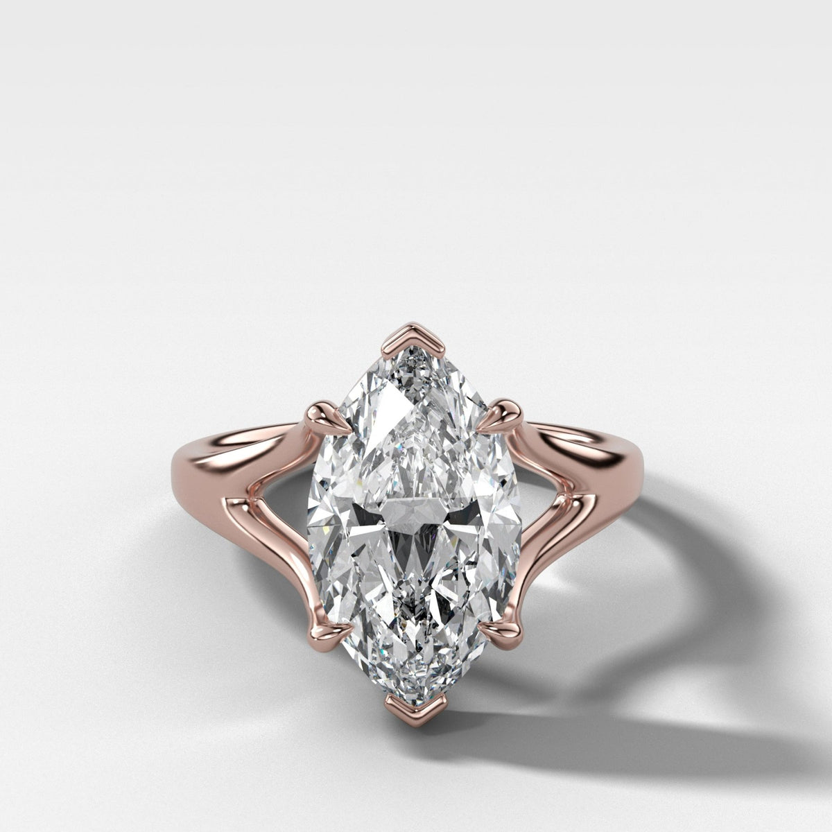 Split Shank Solitaire Engagement Ring with Marquise Cut Diamond - GOODSTONE