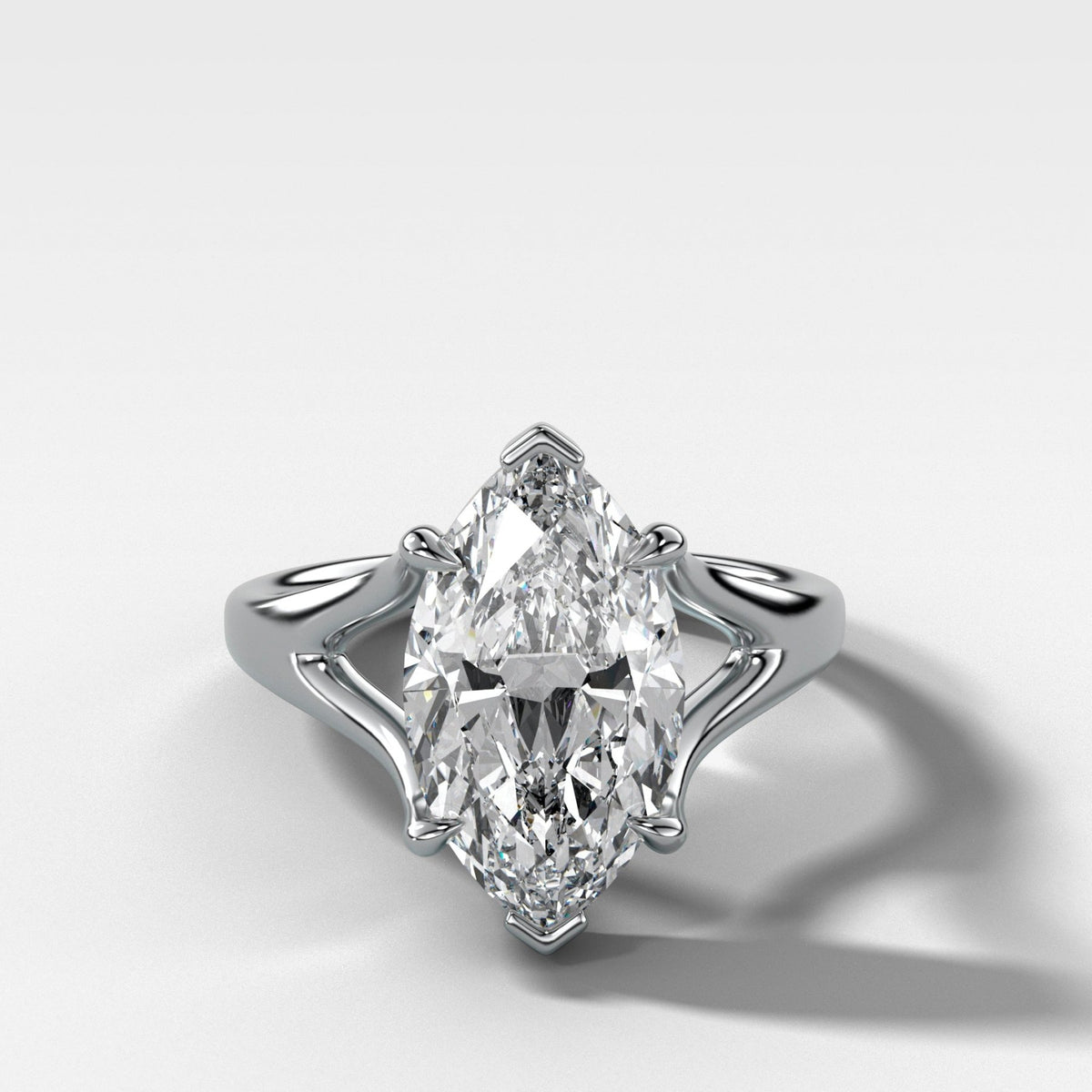 Split Shank Solitaire Engagement Ring with Marquise Cut Diamond - GOODSTONE