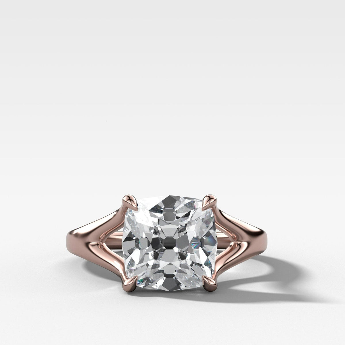Split Shank Solitaire Engagement Ring with Old Mine Cut Diamond - GOODSTONE