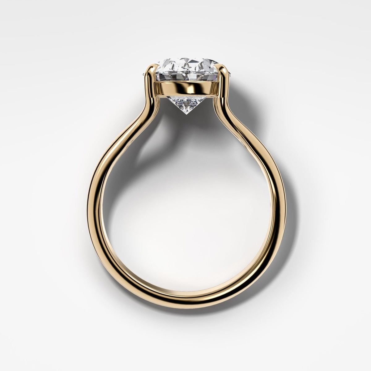 Split Shank Solitaire Engagement Ring with Oval Cut Diamond - GOODSTONE