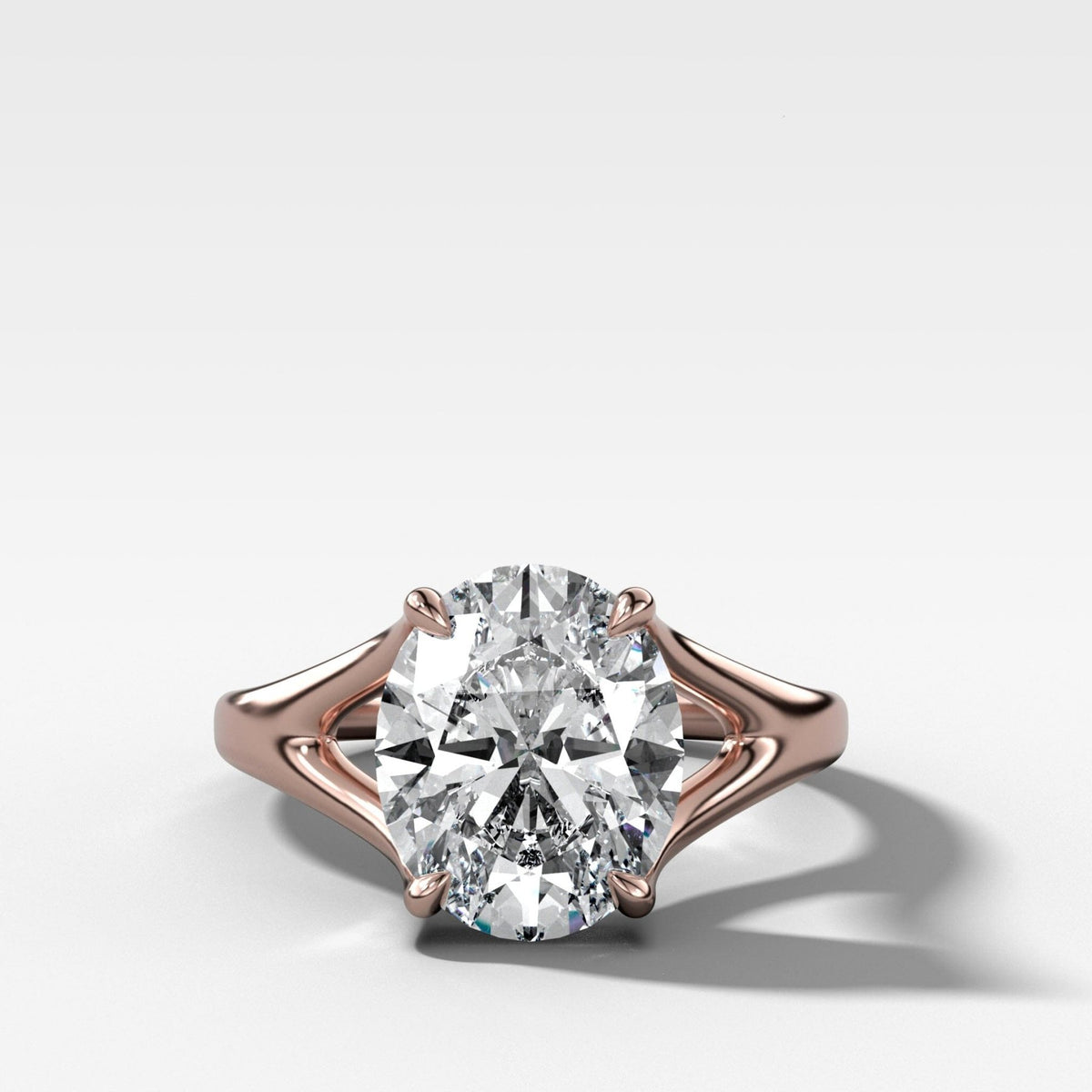 Split Shank Solitaire Engagement Ring with Oval Cut Diamond - GOODSTONE