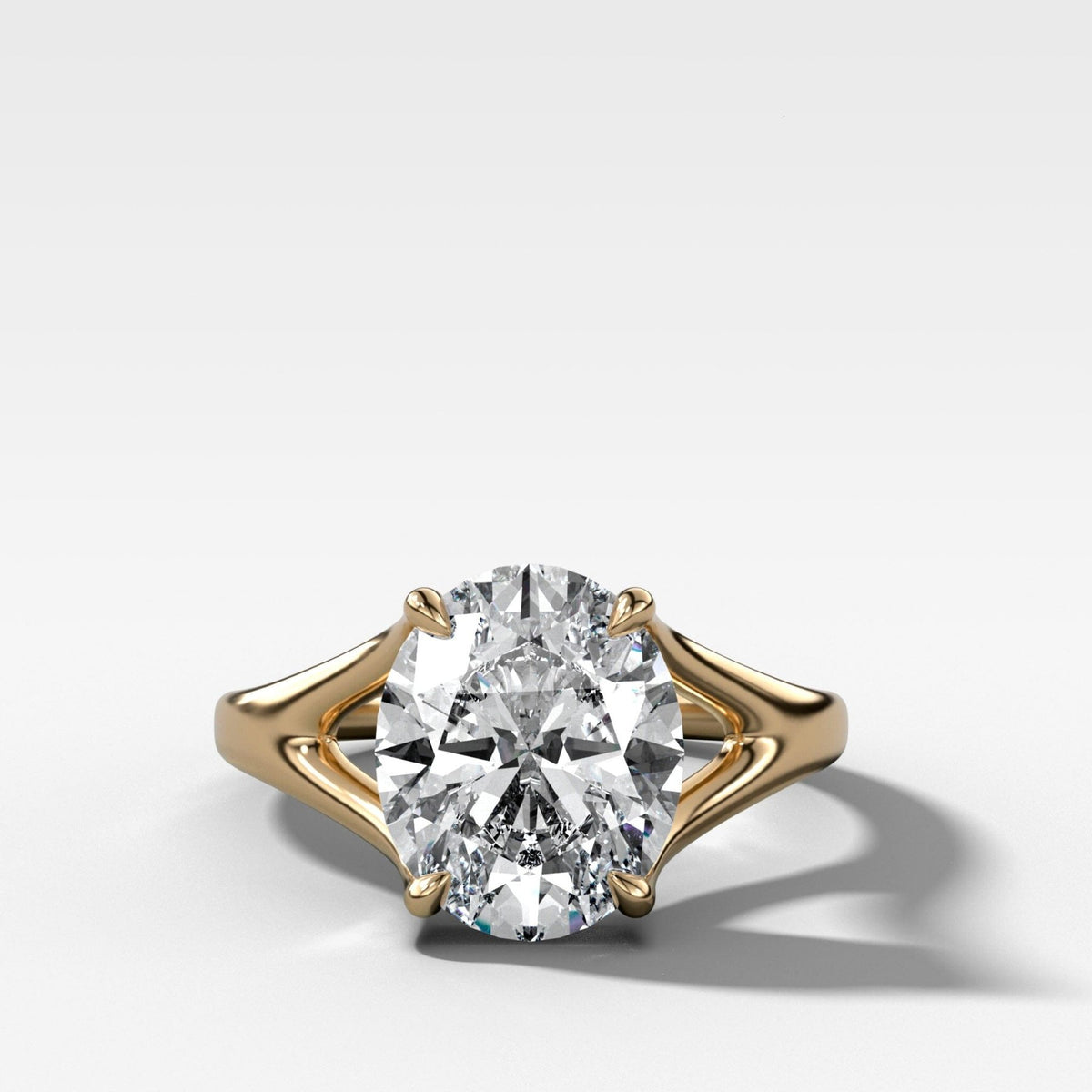 Split Shank Solitaire Engagement Ring with Oval Cut Diamond - GOODSTONE