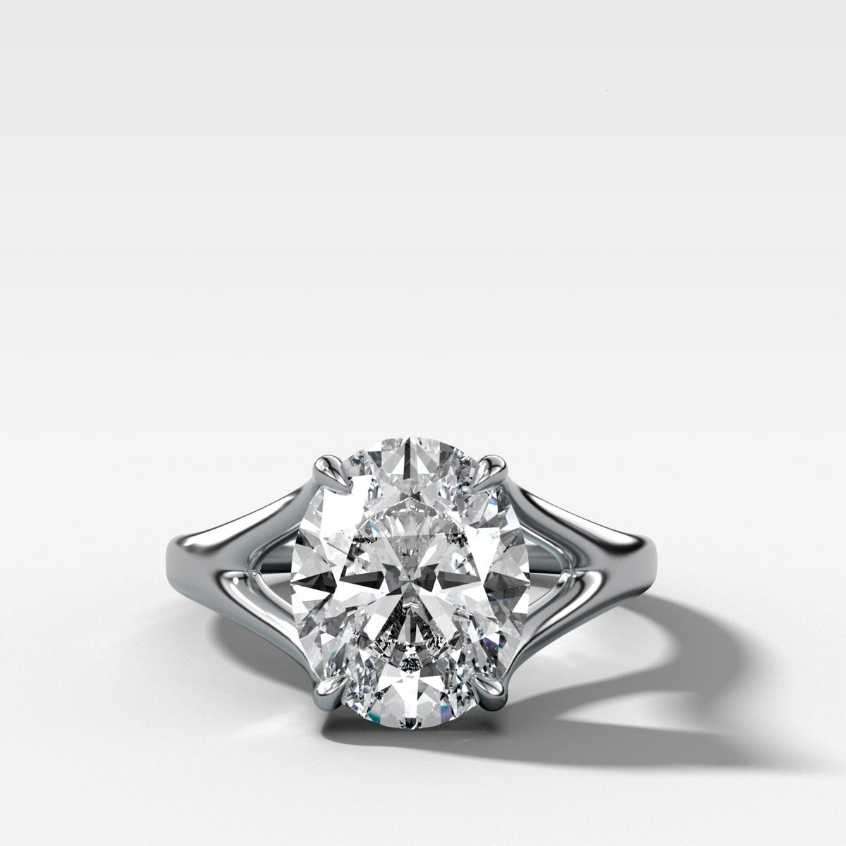 Split Shank Solitaire Engagement Ring with Oval Cut Diamond - GOODSTONE