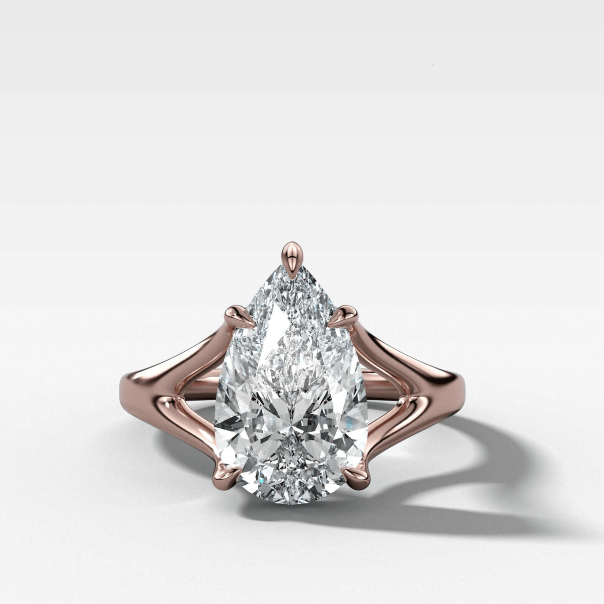 Split Shank Solitaire Engagement Ring with Pear Cut Diamond - GOODSTONE