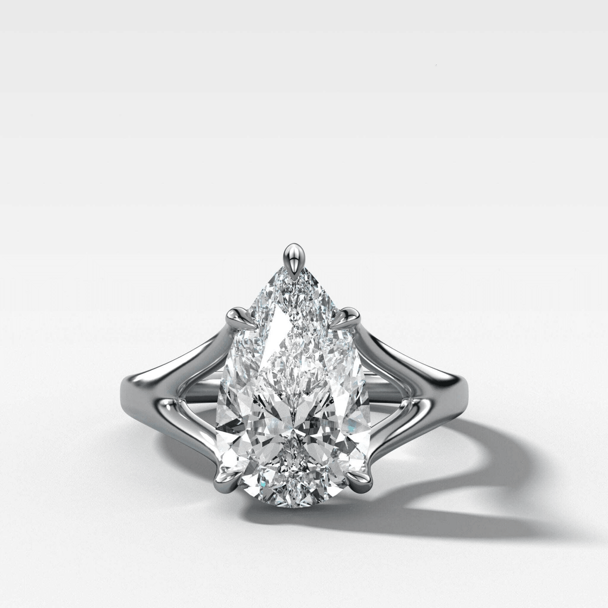 Split Shank Solitaire Engagement Ring with Pear Cut Diamond - GOODSTONE