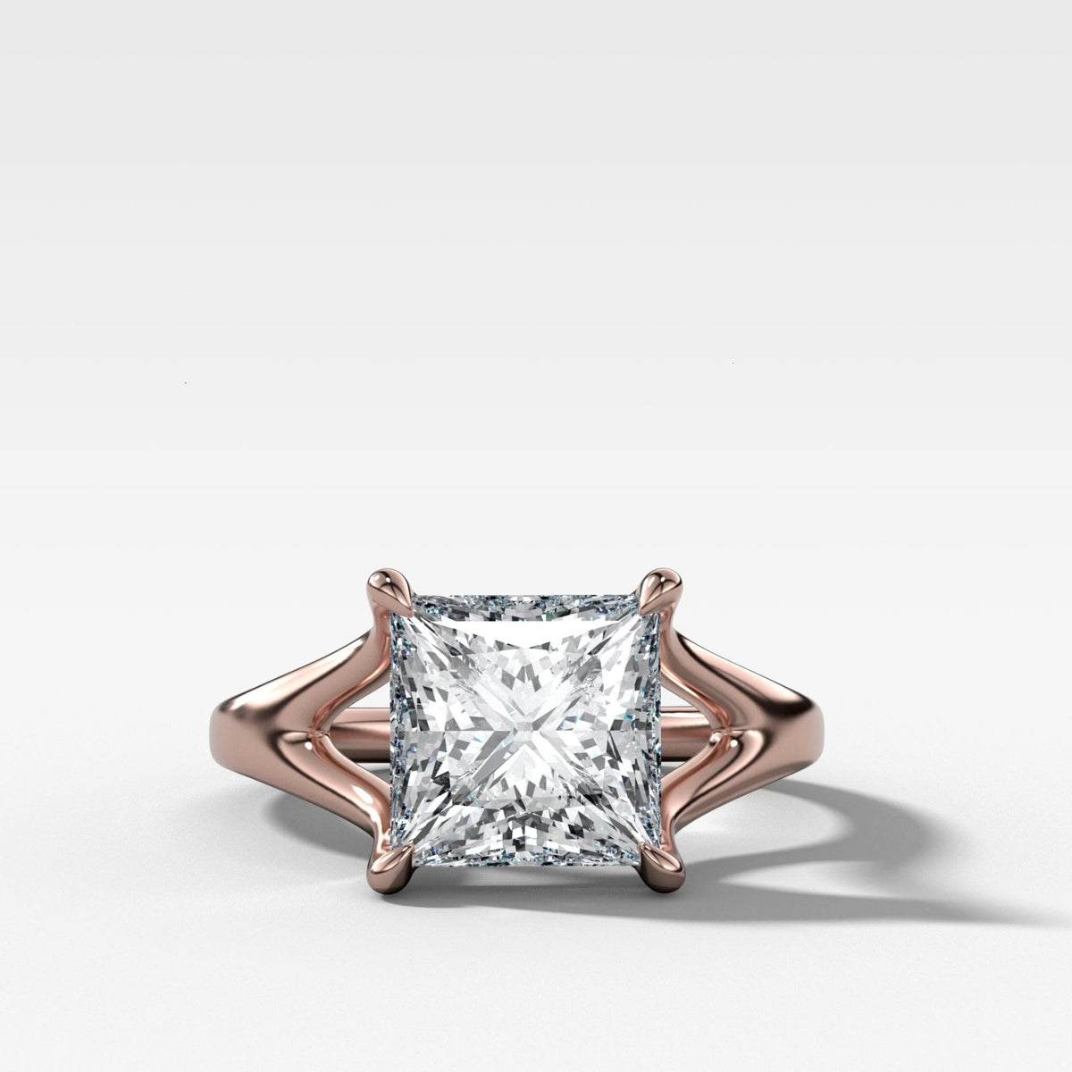 Split Shank Solitaire Engagement Ring with Princess Cut Diamond - GOODSTONE