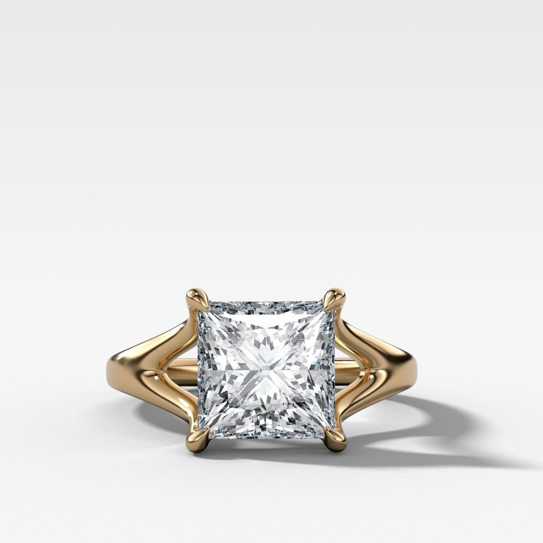 Split Shank Solitaire Engagement Ring with Princess Cut Diamond - GOODSTONE