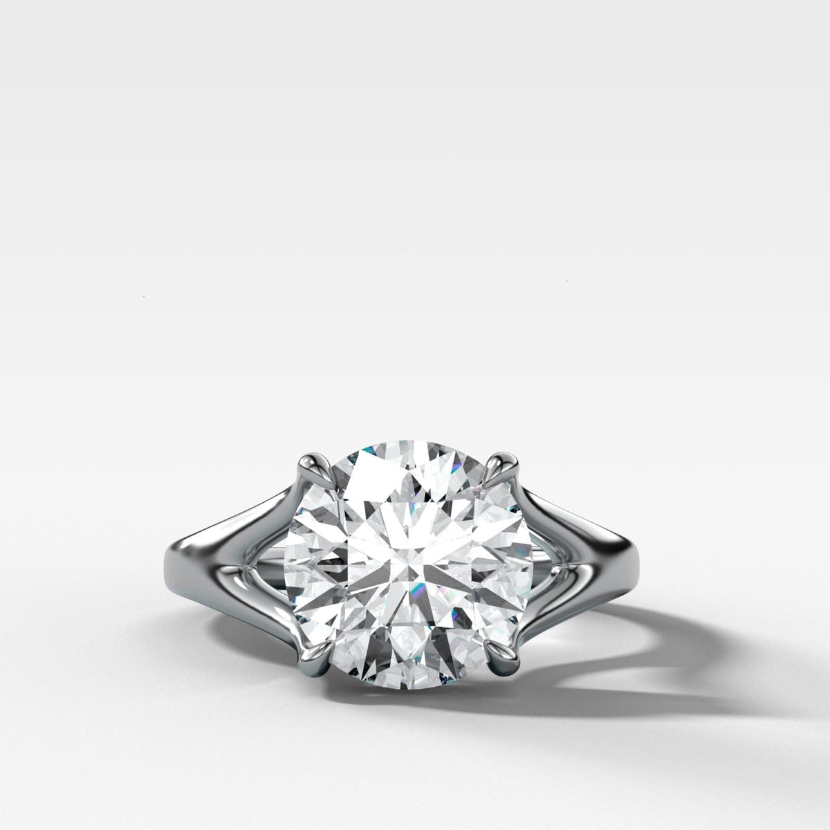 Split Shank Solitaire Engagement Ring with Round Cut Diamond - GOODSTONE