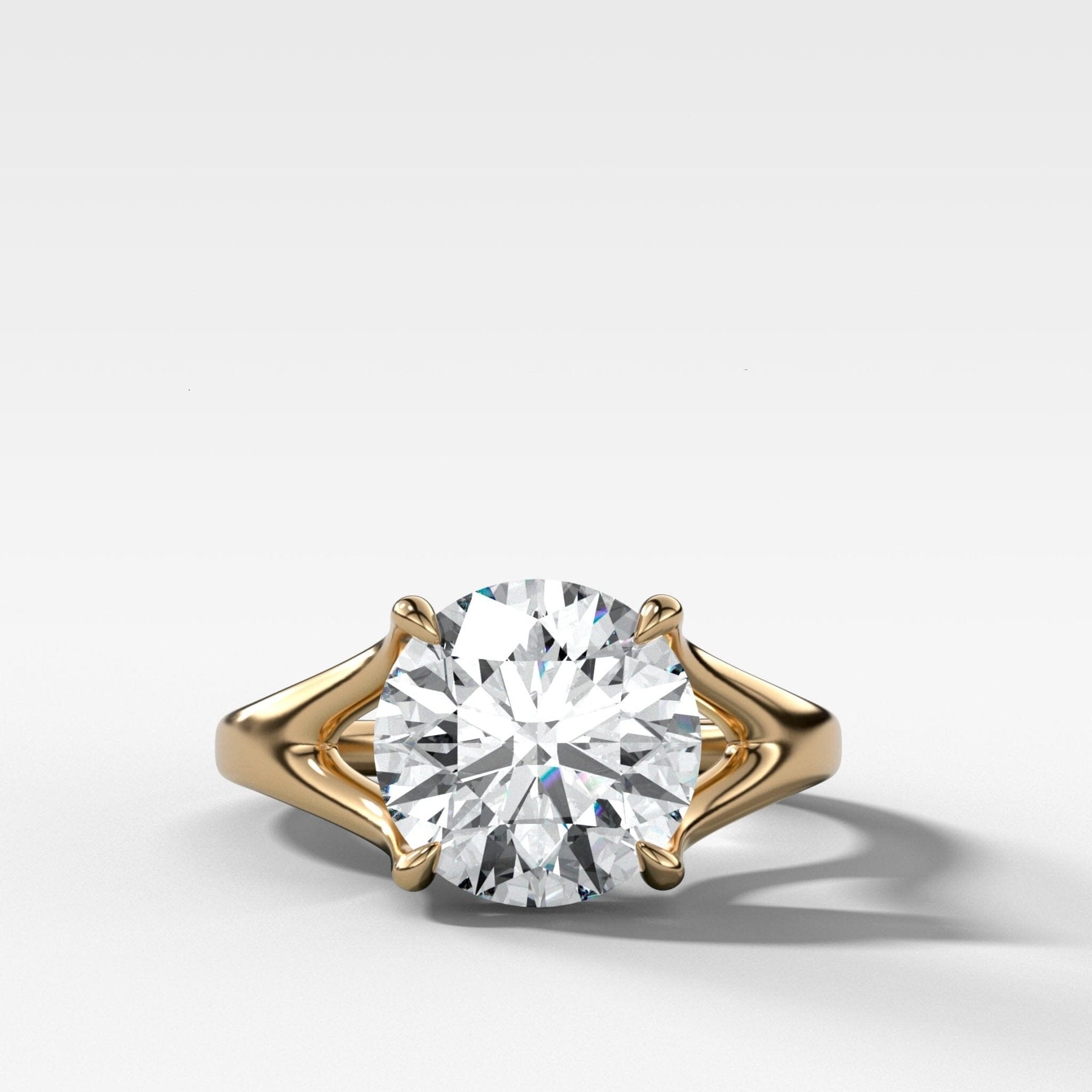 Split Shank Solitaire Engagement Ring with Round Cut Diamond - GOODSTONE