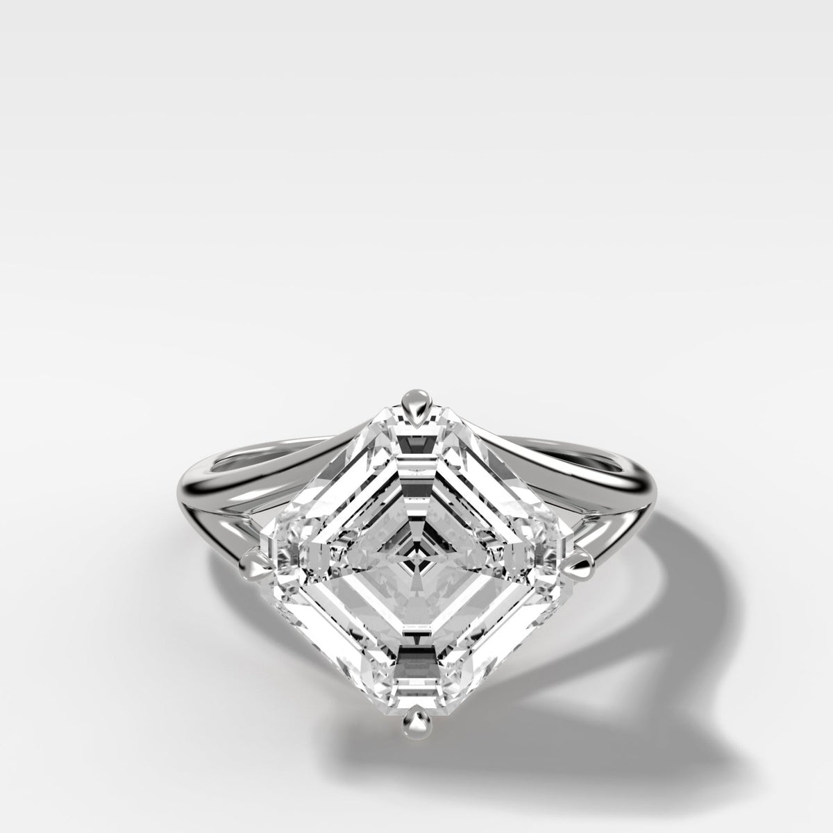 Split Shank Solitaire Engagement Ring with Tilted Asscher Cut Diamond - GOODSTONE