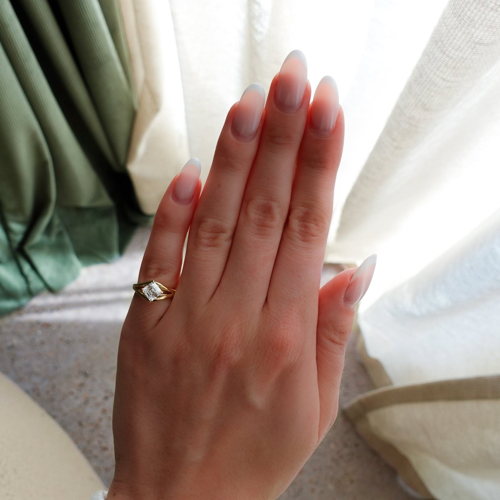 Split Shank Solitaire Engagement Ring with Tilted Lab Grown 1.04ct Asscher Cut Diamond - GOODSTONE