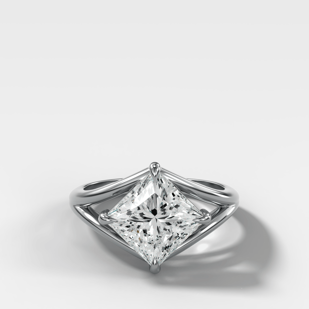 Split Shank Solitaire Engagement Ring with Tilted Princess Cut Diamond - GOODSTONE