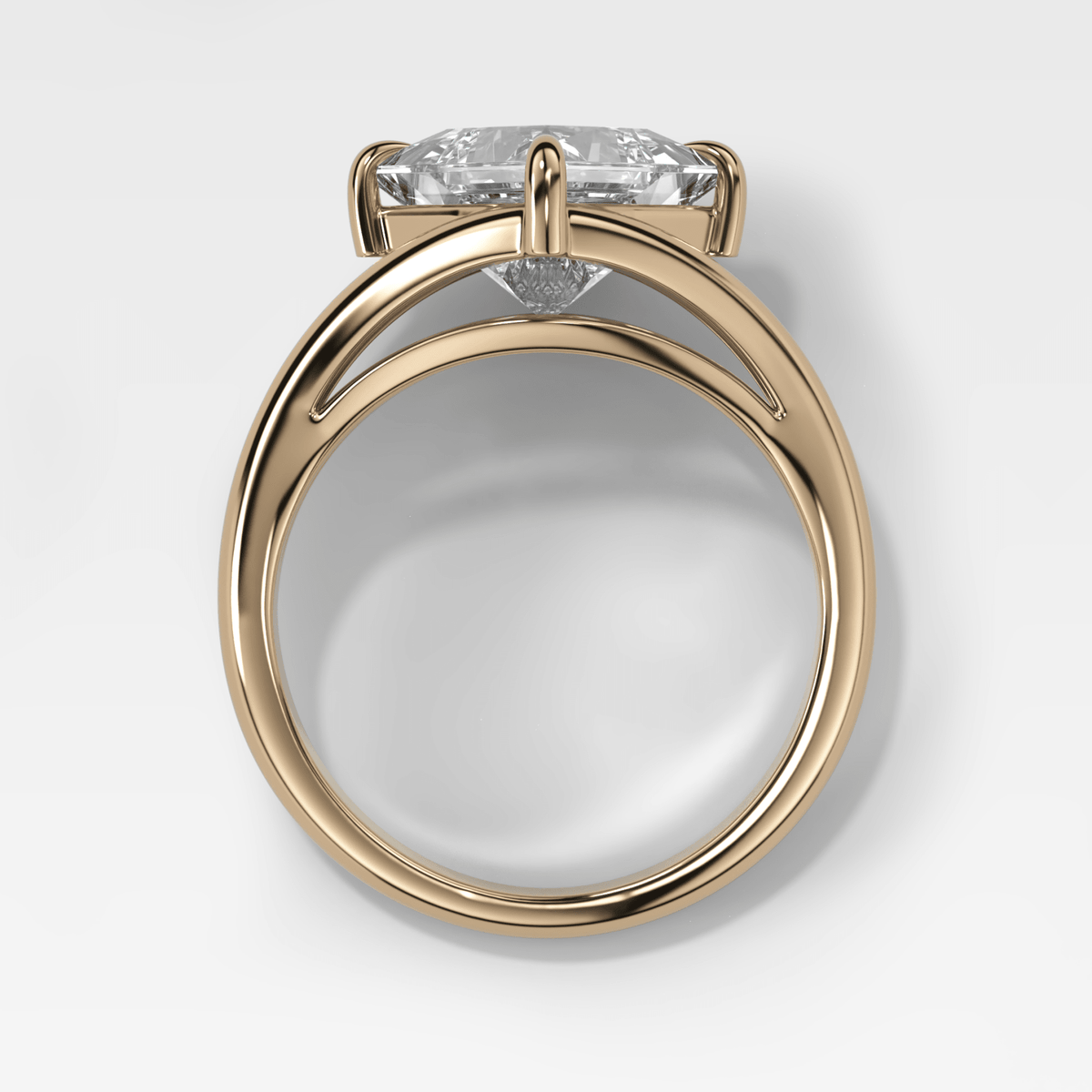 Split Shank Solitaire Engagement Ring with Tilted Princess Cut Diamond - GOODSTONE