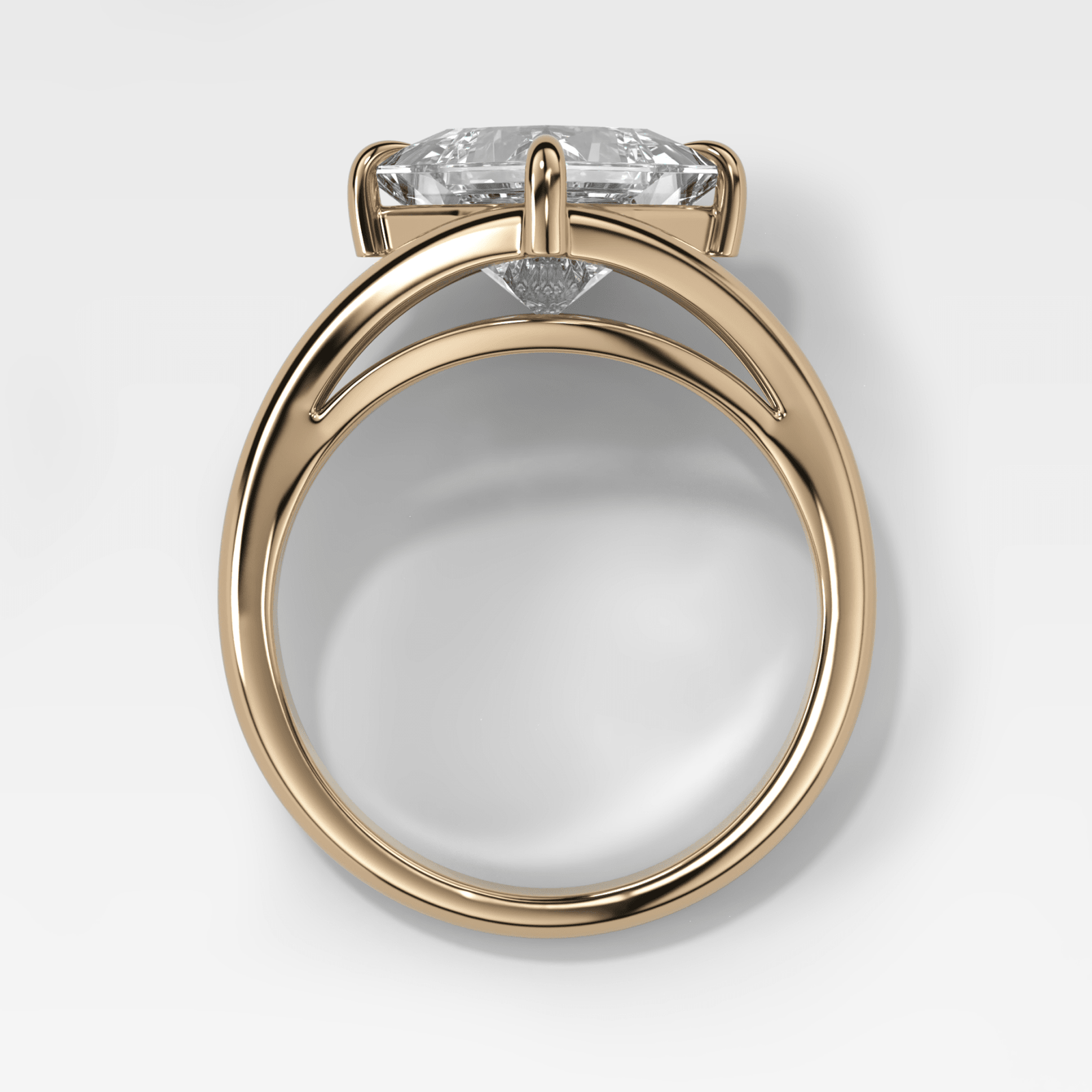 Split Shank Solitaire Engagement Ring with Tilted Princess Cut Diamond - GOODSTONE