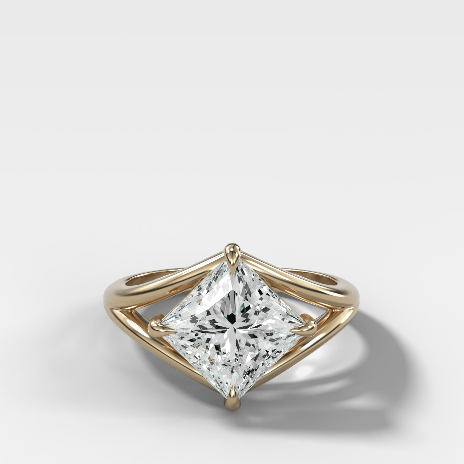 Split Shank Solitaire Engagement Ring with Tilted Princess Cut Diamond - GOODSTONE