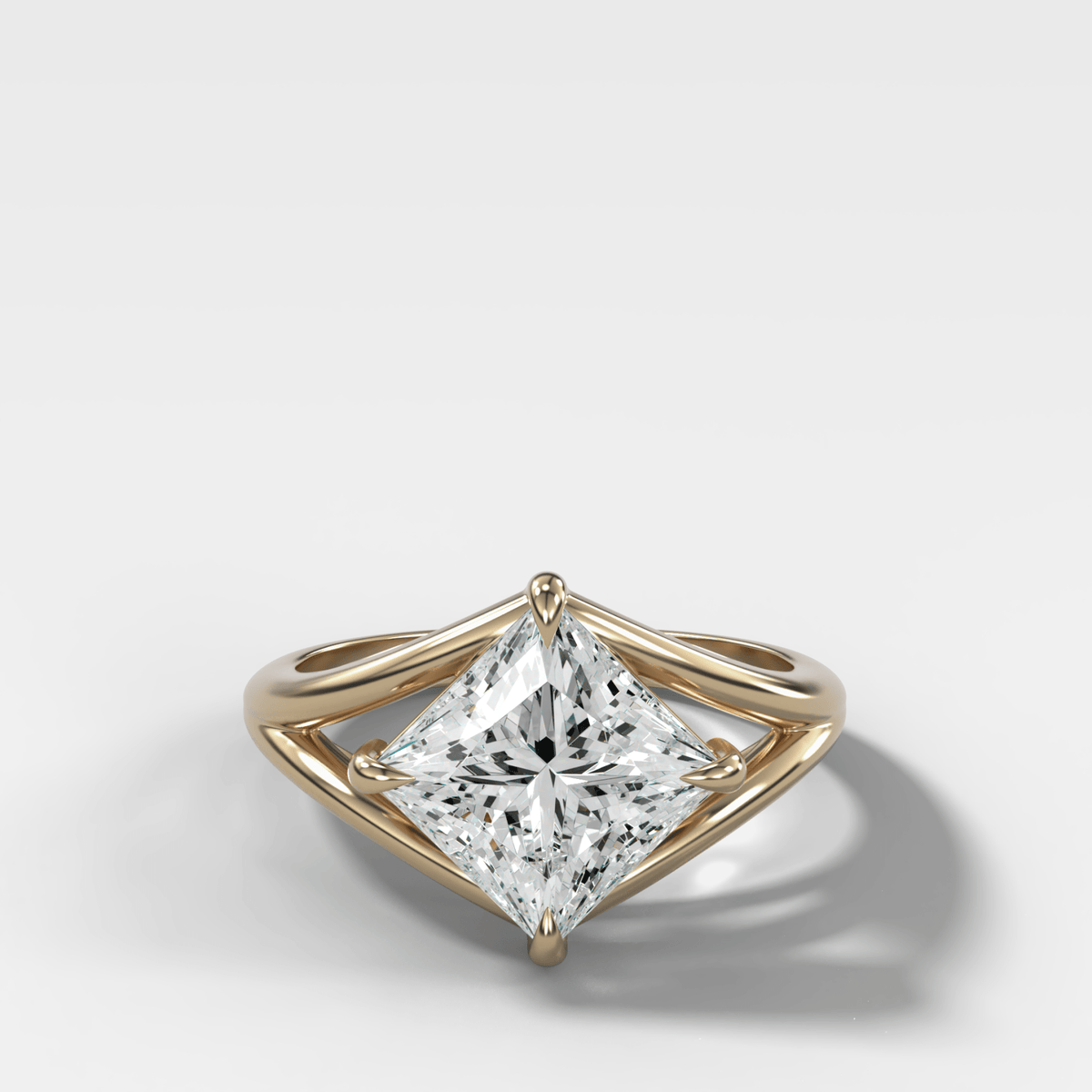 Split Shank Solitaire Engagement Ring with Tilted Princess Cut Diamond - GOODSTONE