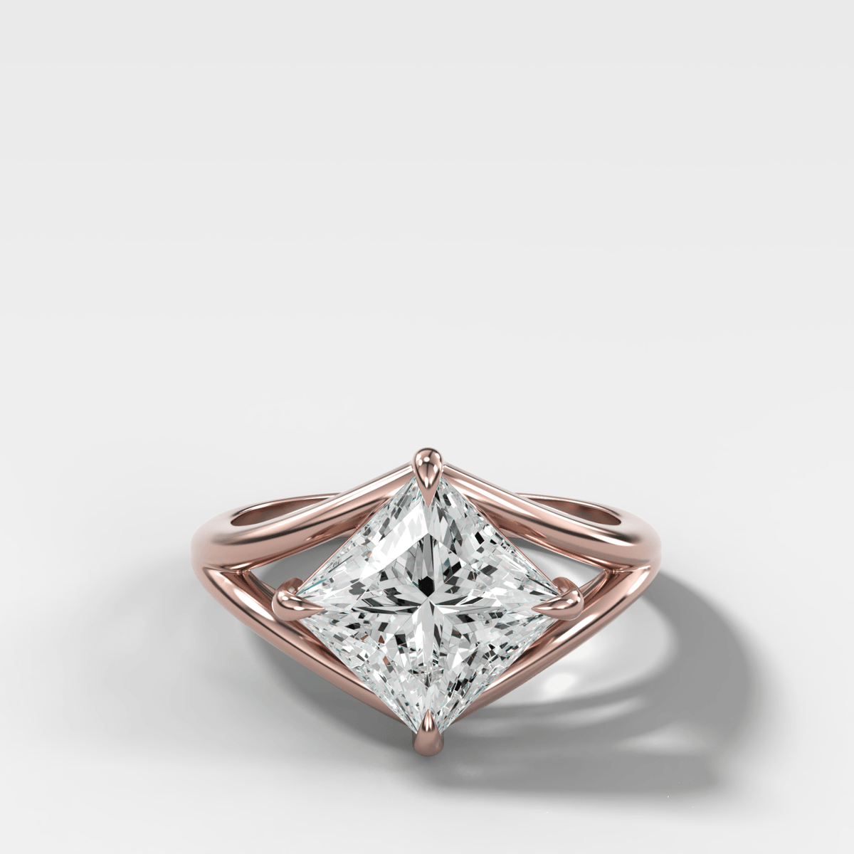 Split Shank Solitaire Engagement Ring with Tilted Princess Cut Diamond - GOODSTONE