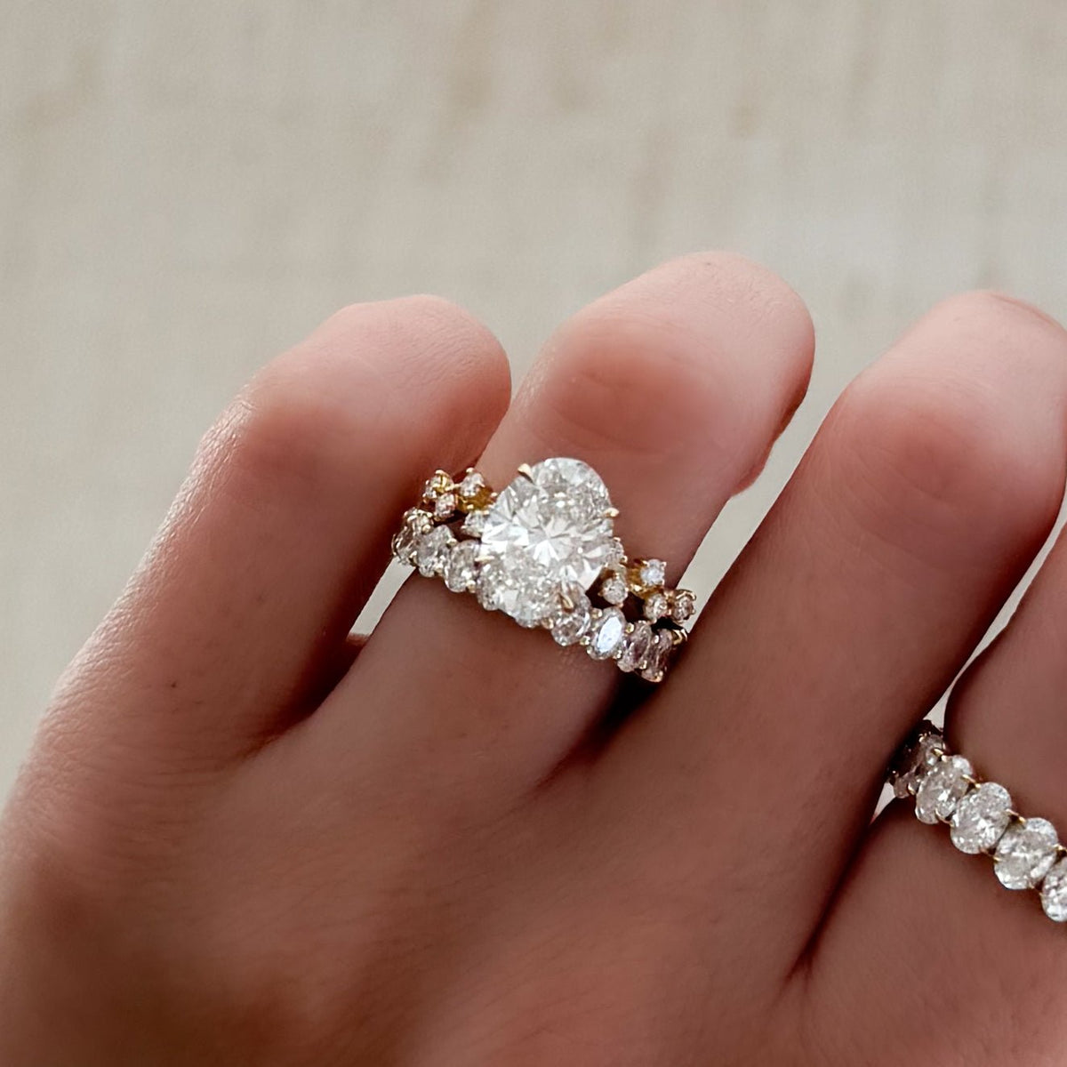 Starfire Engagement Ring with Oval Cut Diamond - GOODSTONE