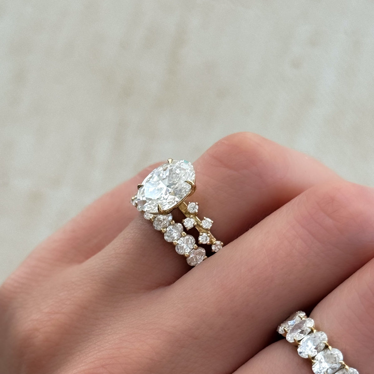 Starfire Engagement Ring with Oval Cut Diamond - GOODSTONE