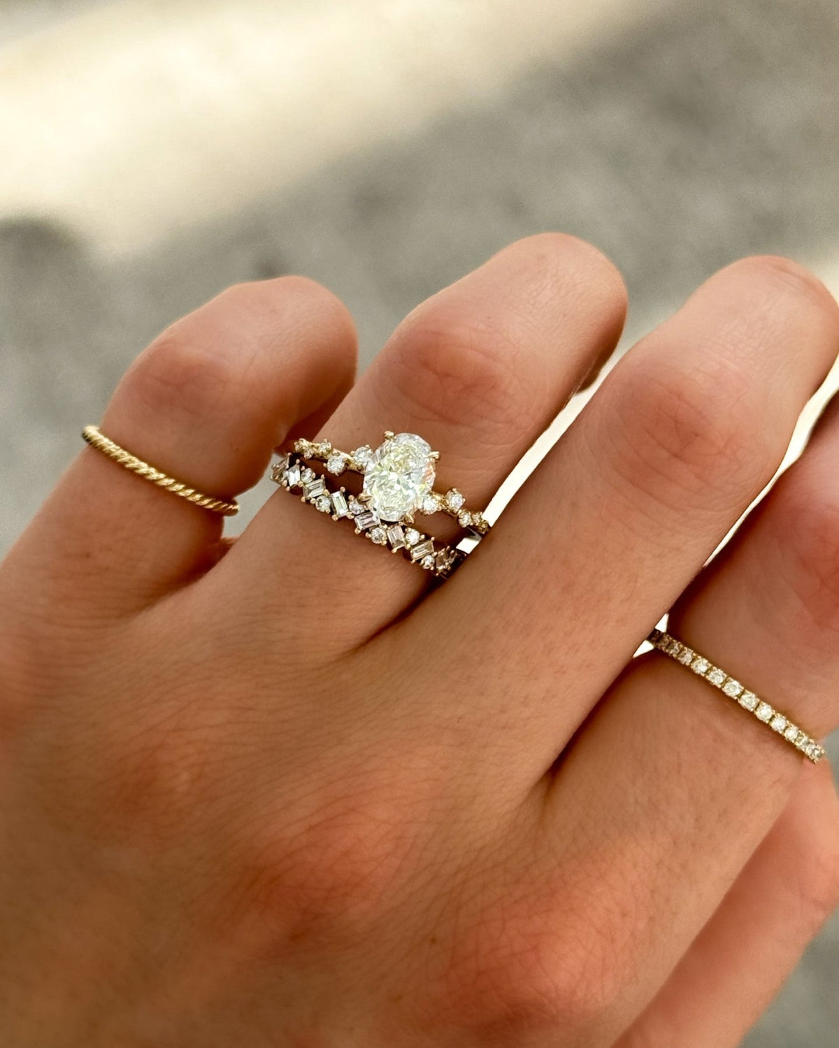 Starfire Engagement Ring with Oval Cut Diamond - GOODSTONE