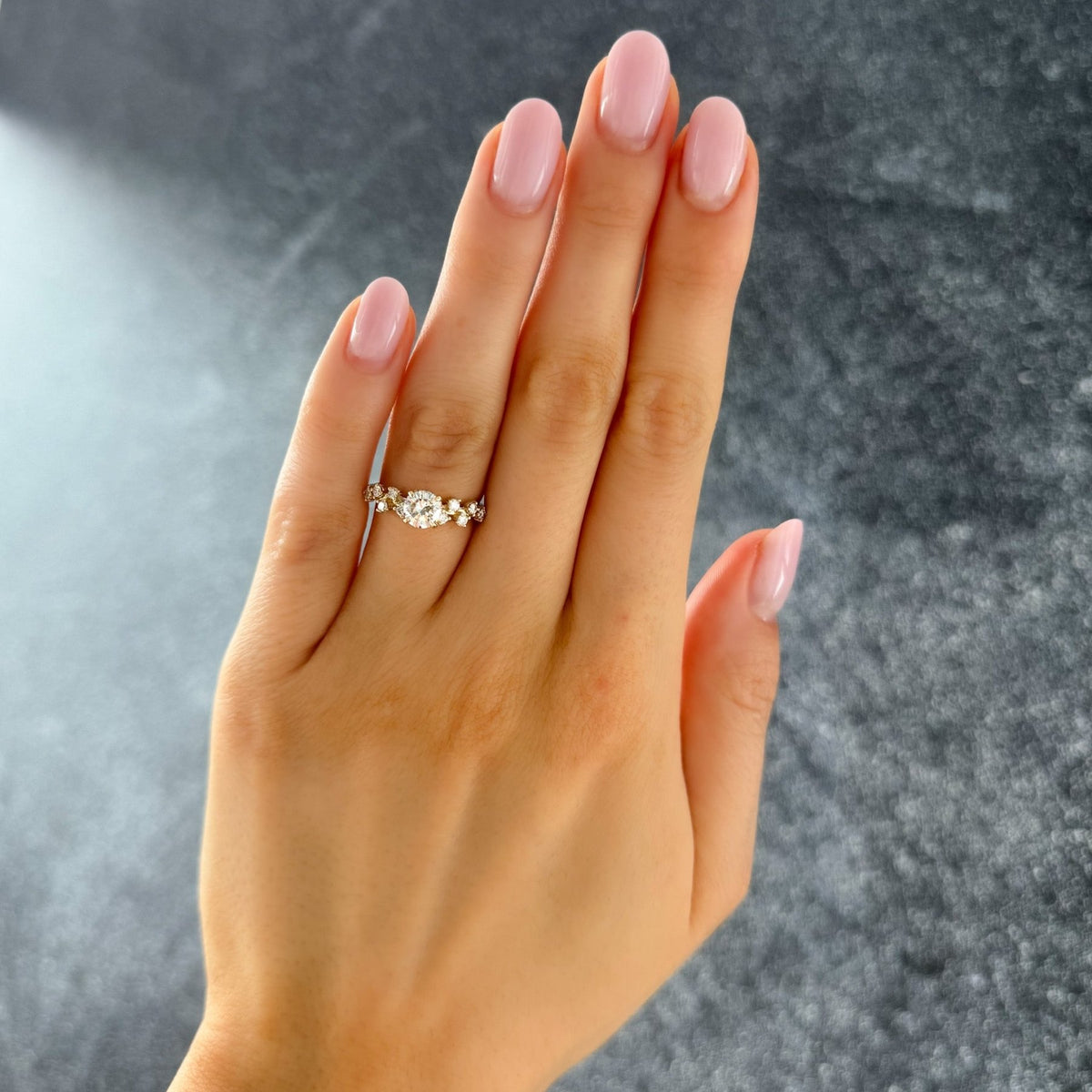 Starfire Engagement Ring with Round Cut Diamond - GOODSTONE