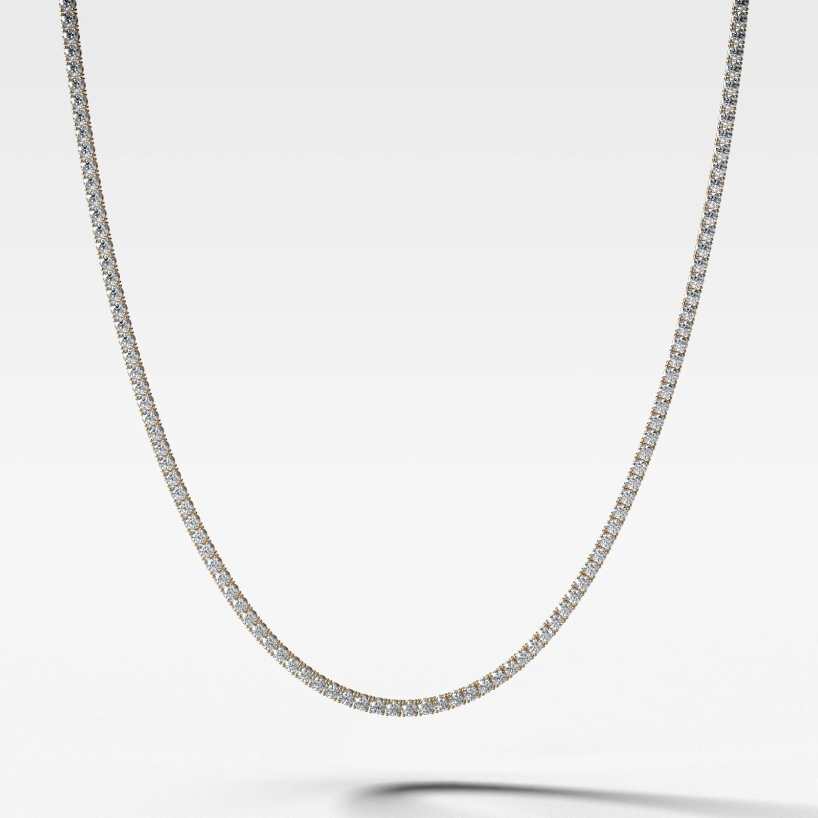 Straight Line Diamond Tennis Necklace 16in (5CTW - 13.8CTW) - GOODSTONE