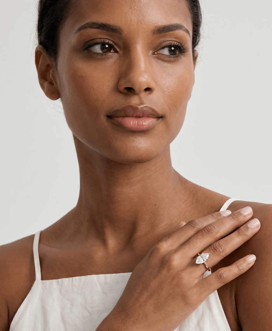 Supernova Solitaire Engagement Ring With Marquise Cut Diamond - GOODSTONE