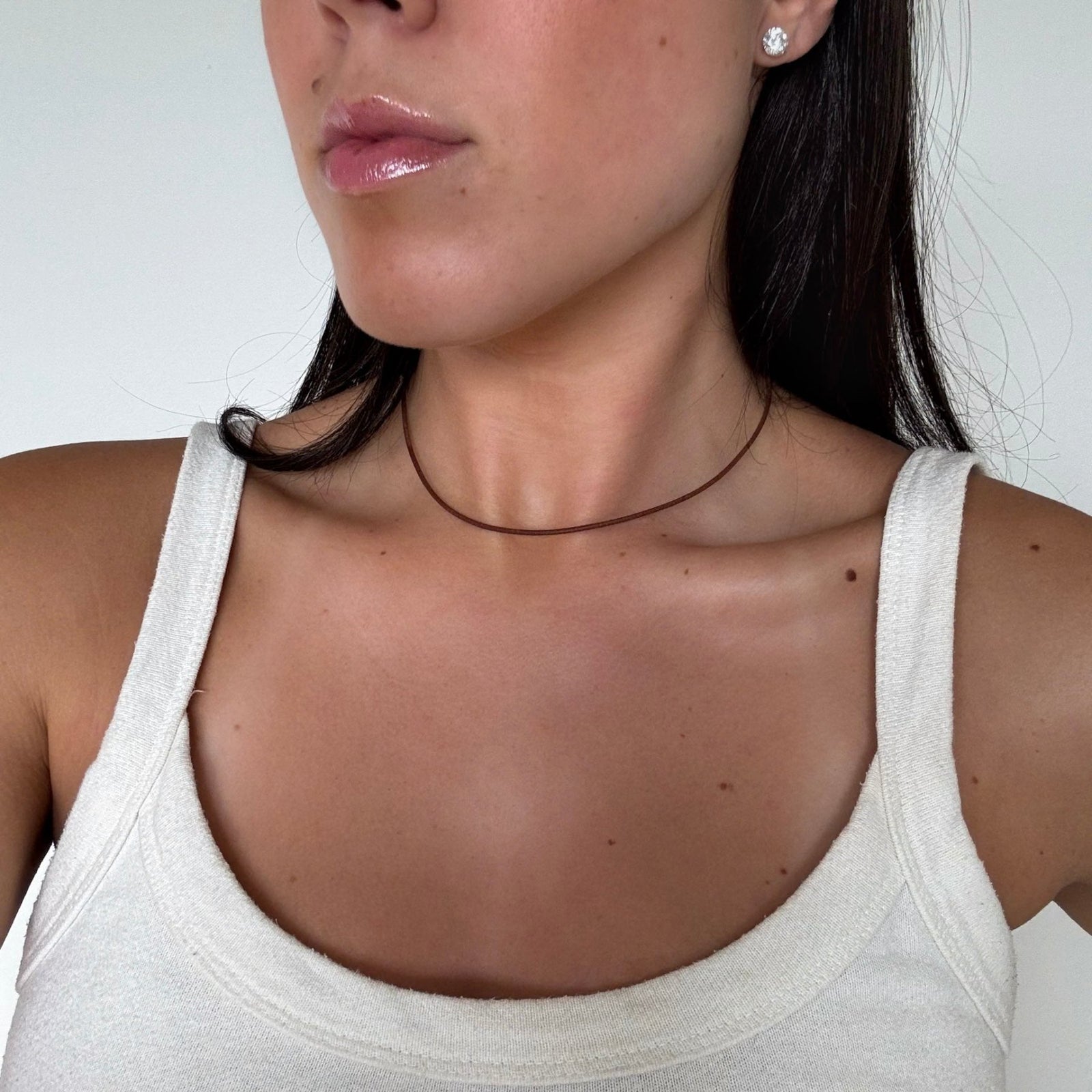 Tan Leather Cord Necklace (1.5mm) - GOODSTONE