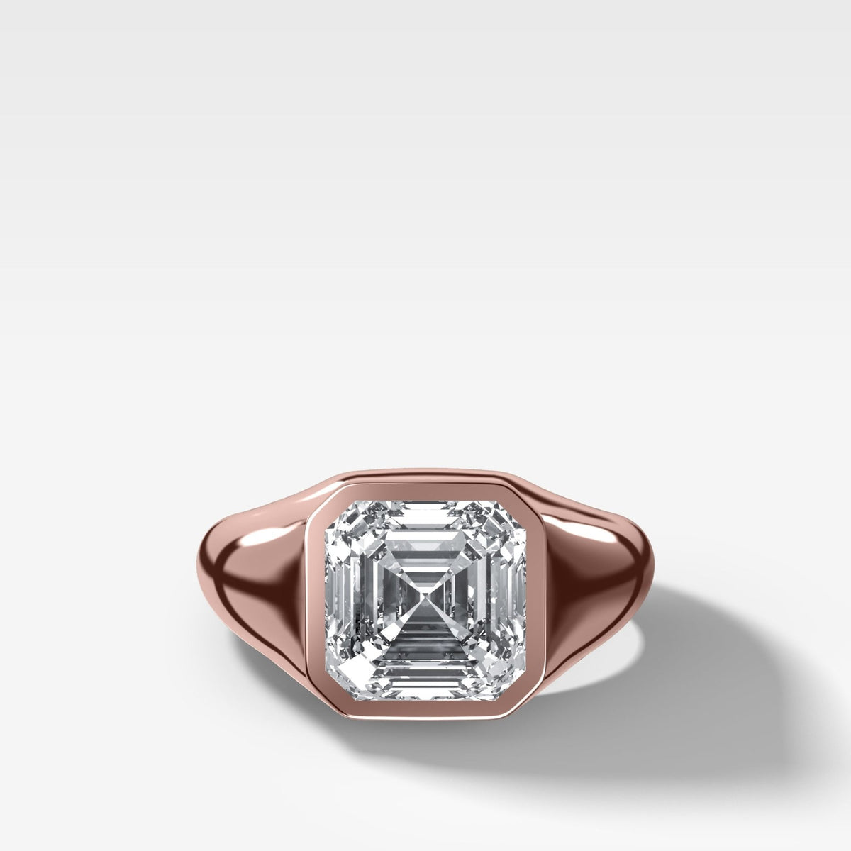 Tapered Bezel Signet Engagement Ring with Asscher Cut Diamond - GOODSTONE