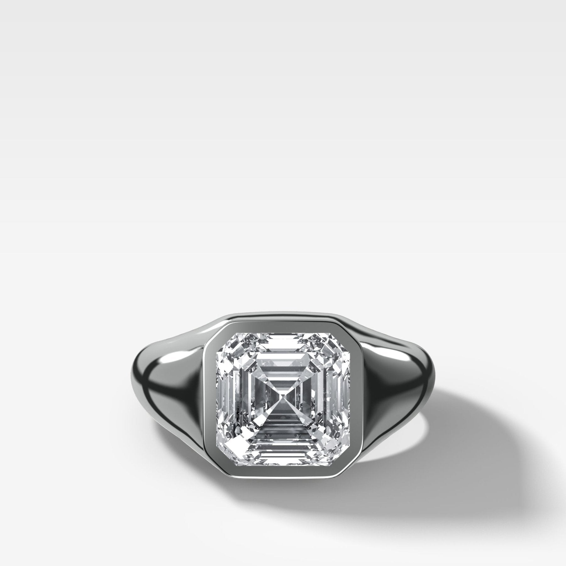 Asscher Tapered Bezel Signet Engagement Ring | GOODSTONE