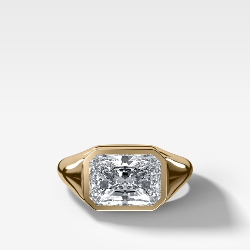 Elongated Radiant Tapered Bezel Signet Engagement Ring | GOODSTONE