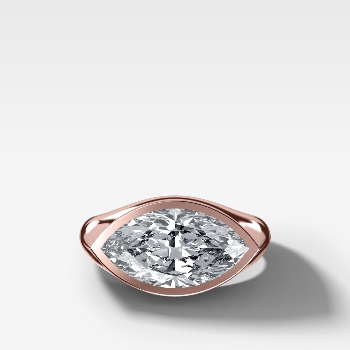 Tapered Bezel Signet Engagement Ring with Marquise Cut Diamond - GOODSTONE