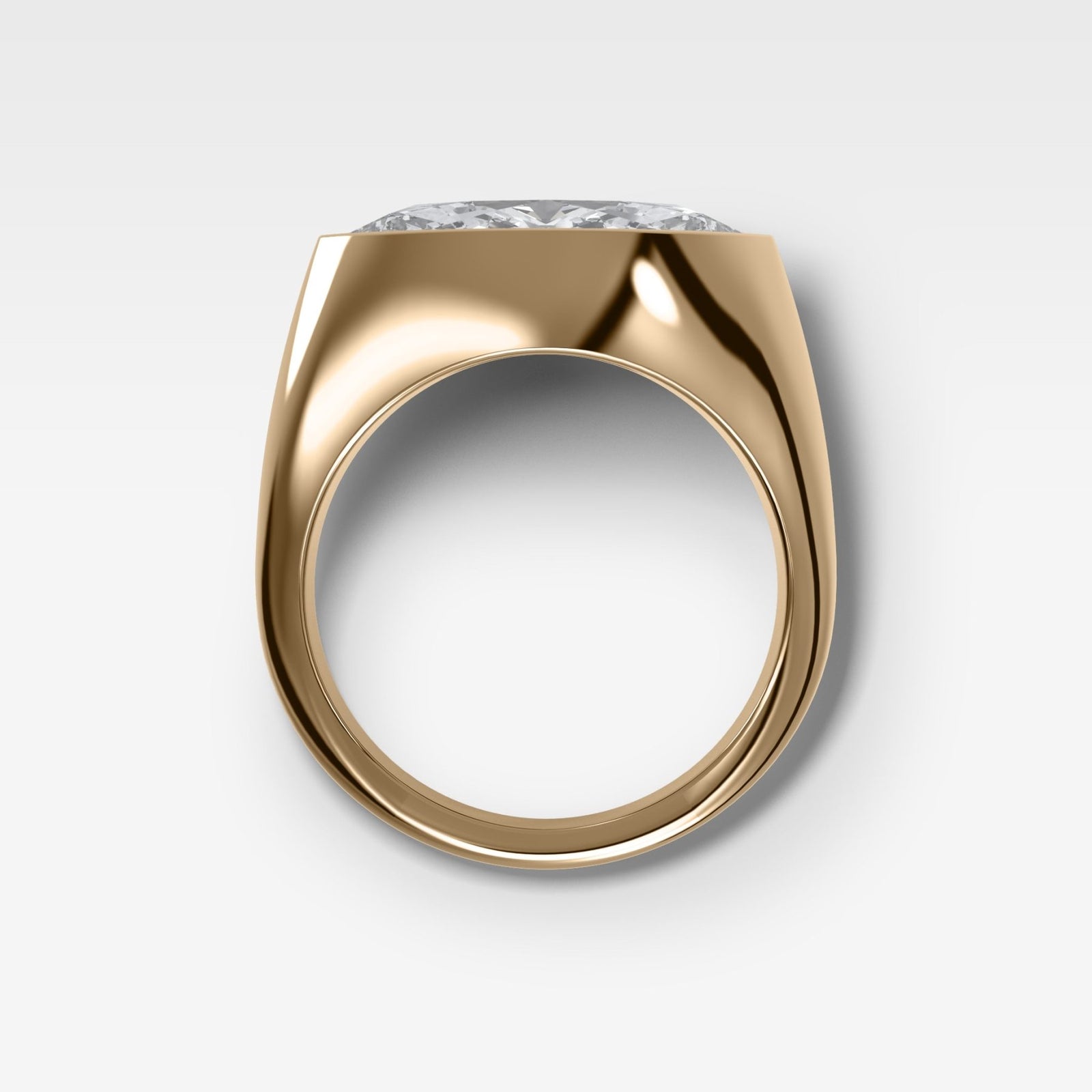 Tapered Bezel Signet Engagement Ring with Marquise Cut Diamond - GOODSTONE