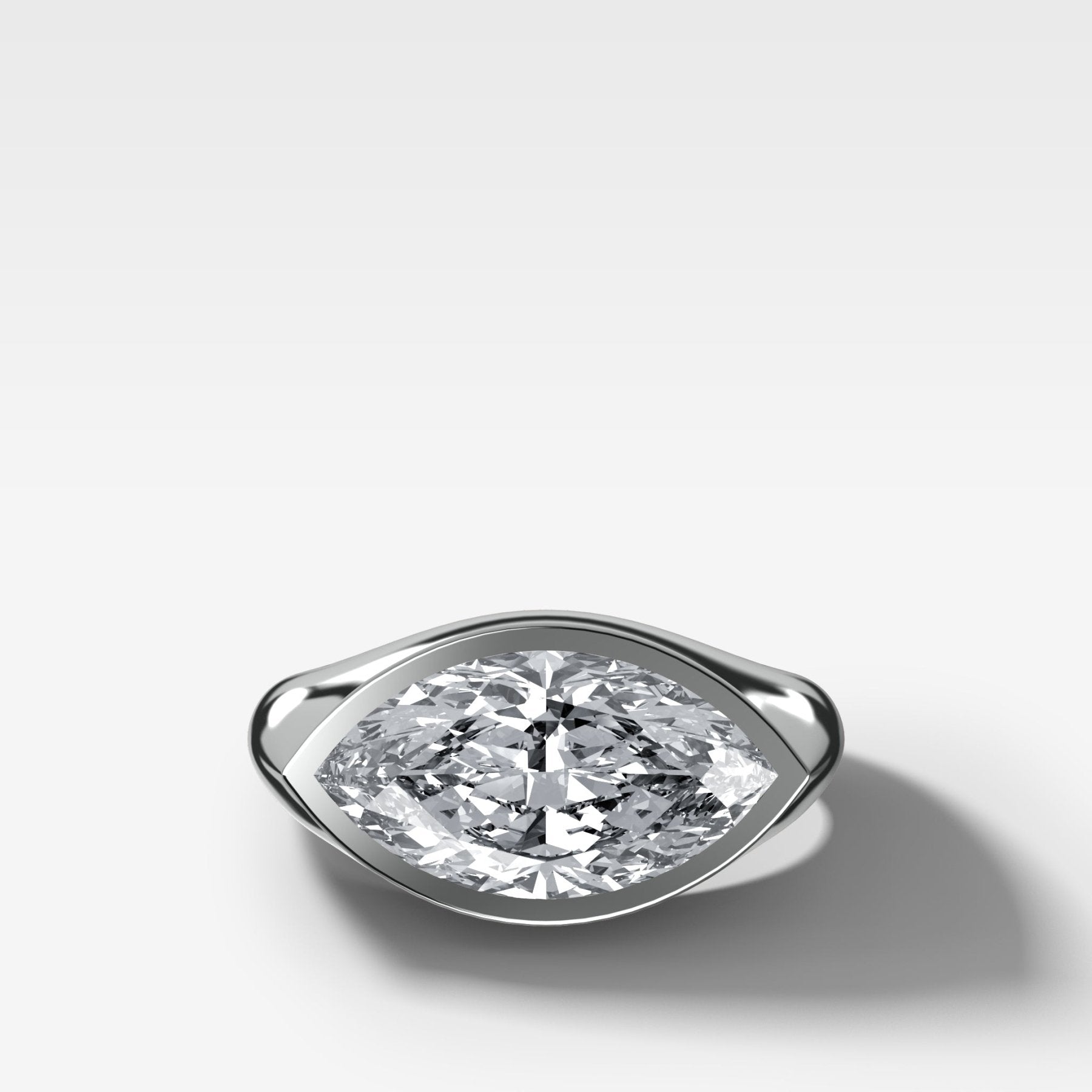 Tapered Bezel Signet Engagement Ring with Marquise Cut Diamond - GOODSTONE