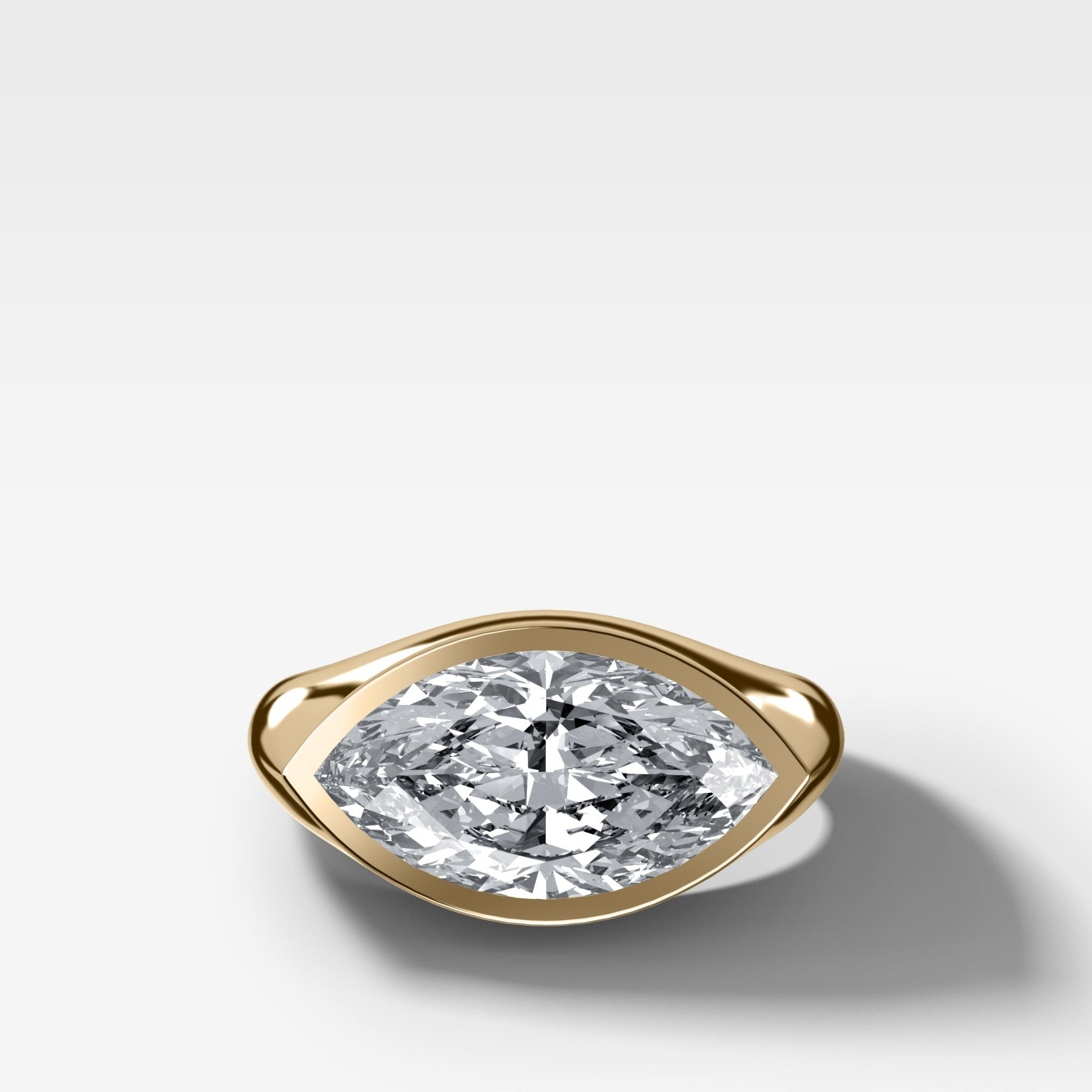 Tapered Bezel Signet Engagement Ring with Marquise Cut Diamond - GOODSTONE