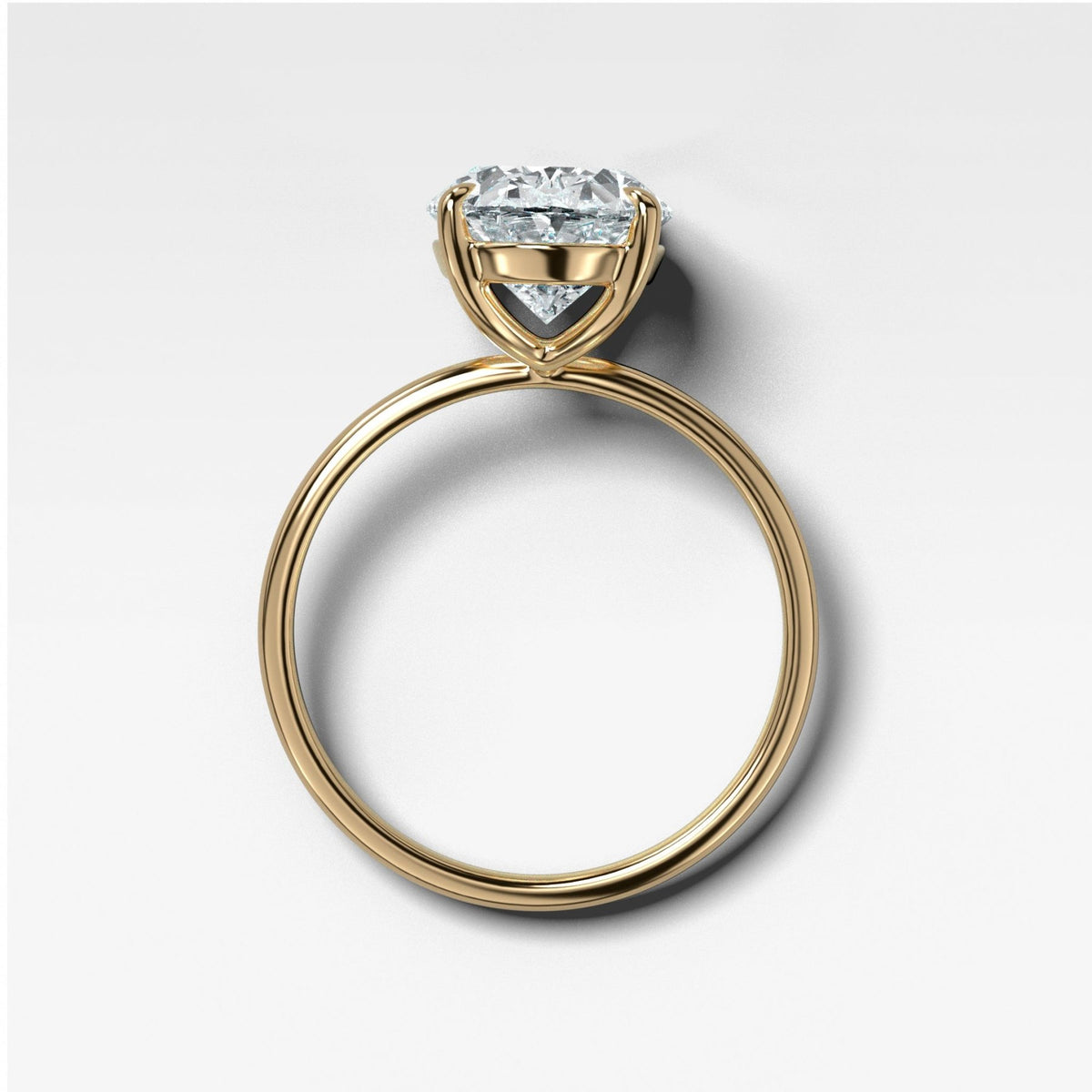 Thin + Simple Engagement Ring with 3.03ct Lab Grown Oval Cut Diamond - GOODSTONE
