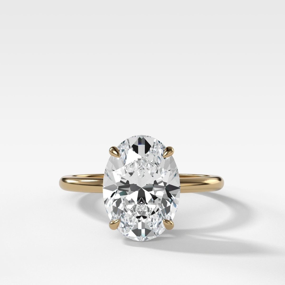 Thin + Simple Engagement Ring with 3.03ct Lab Grown Oval Cut Diamond - GOODSTONE