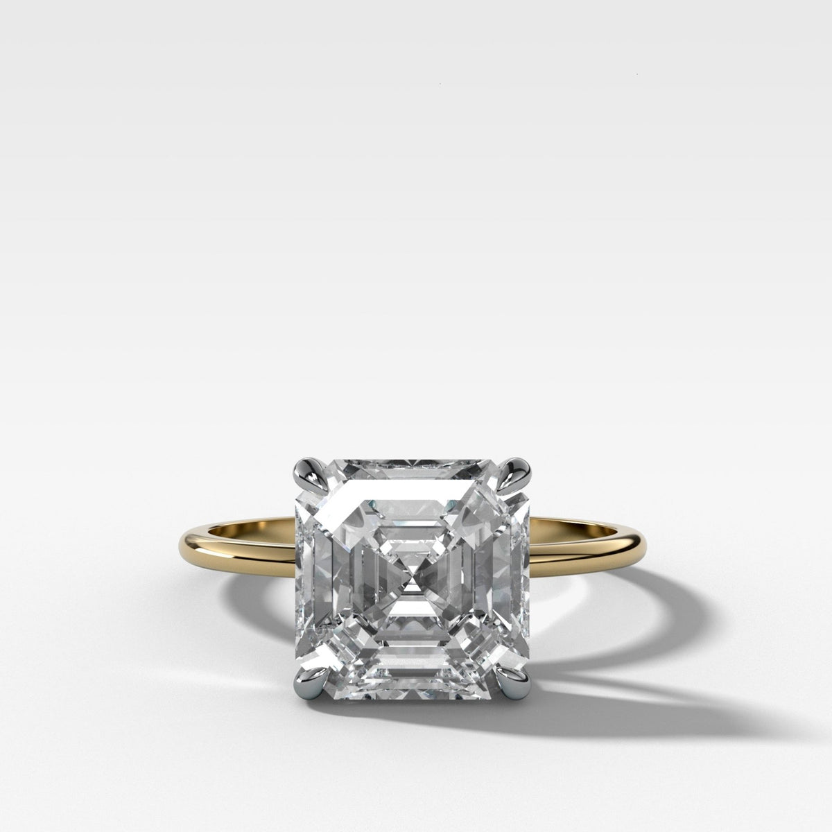 Thin + Simple Solitaire Engagement Ring With 3.02ct Lab Grown Asscher Cut Diamond - GOODSTONE