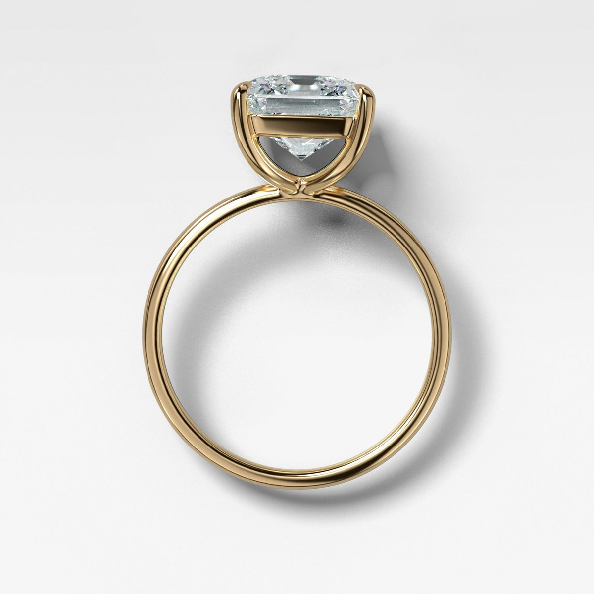 Thin + Simple Solitaire Engagement Ring With 3.02ct Lab Grown Asscher Cut Diamond - GOODSTONE