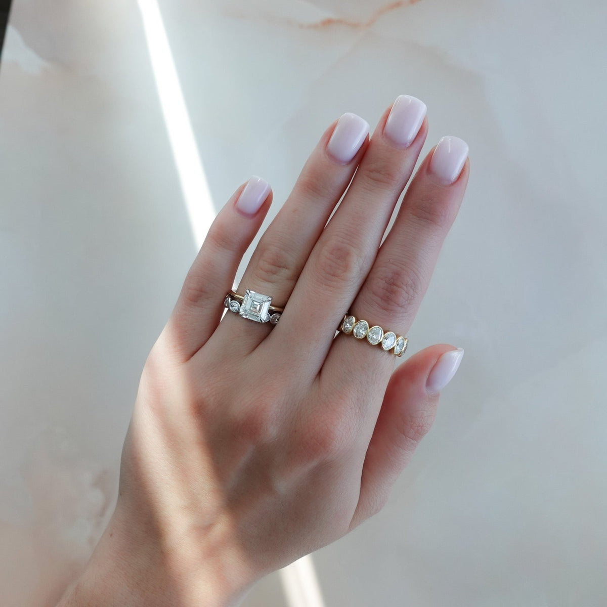 Thin + Simple Solitaire Engagement Ring With Asscher Cut Diamond - GOODSTONE