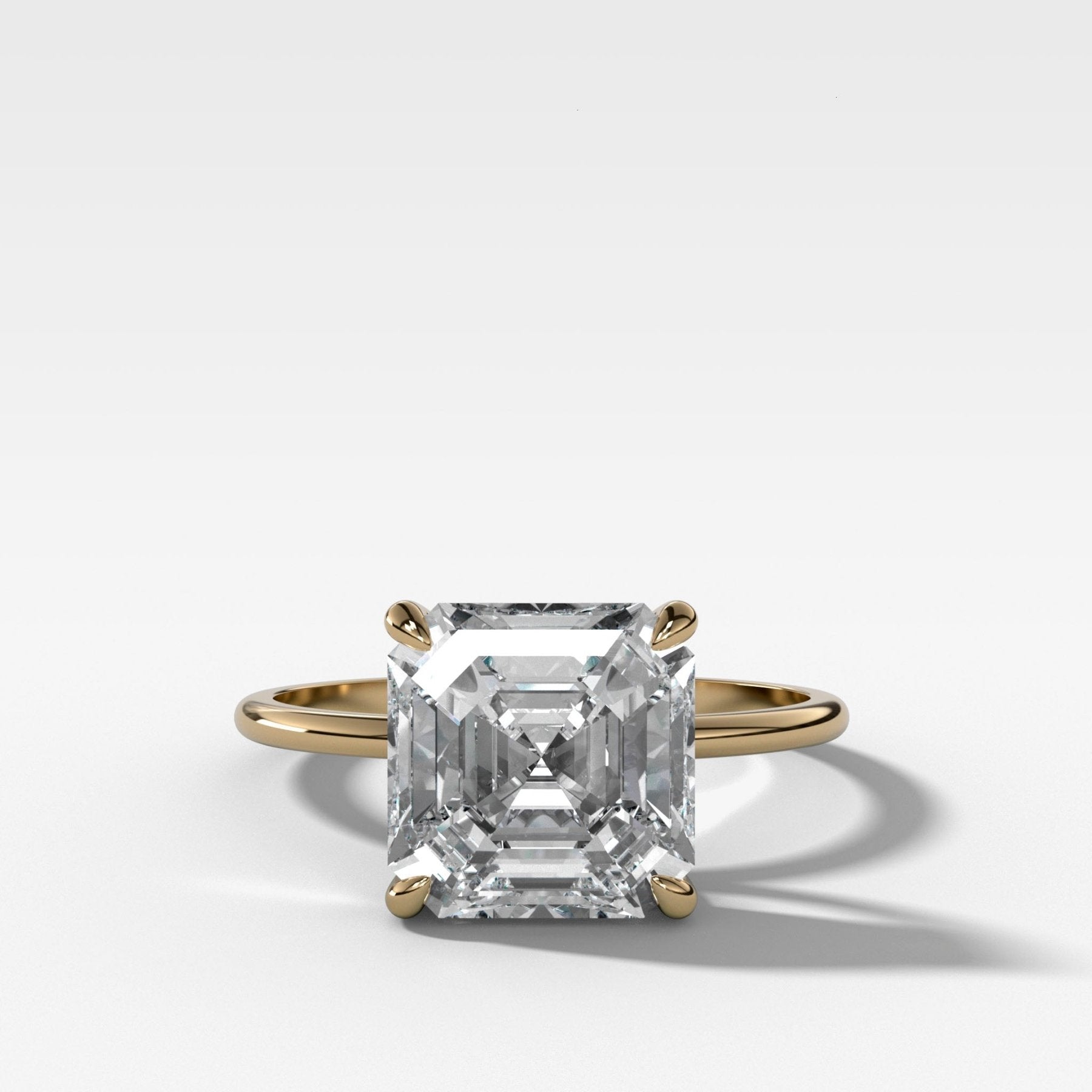 Thin + Simple Solitaire Engagement Ring With Asscher Cut Diamond - GOODSTONE