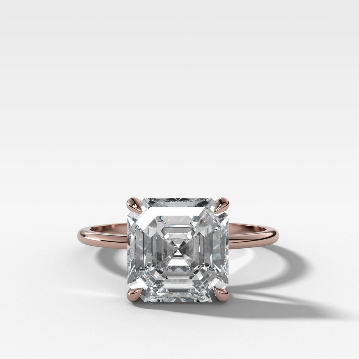 Thin + Simple Solitaire Engagement Ring With Asscher Cut Diamond - GOODSTONE